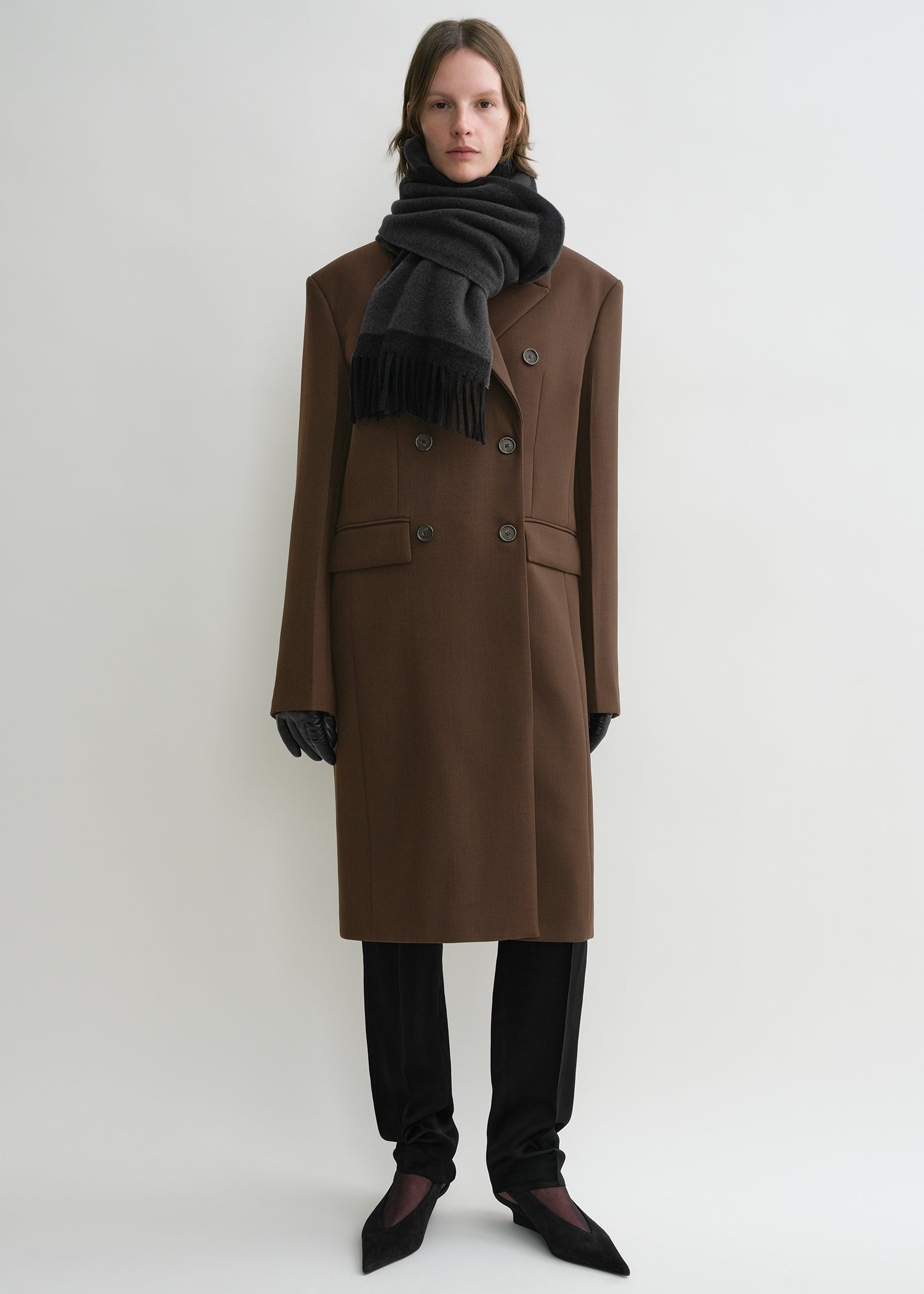 Monogram jacquard wool scarf charcoal mélange - 4