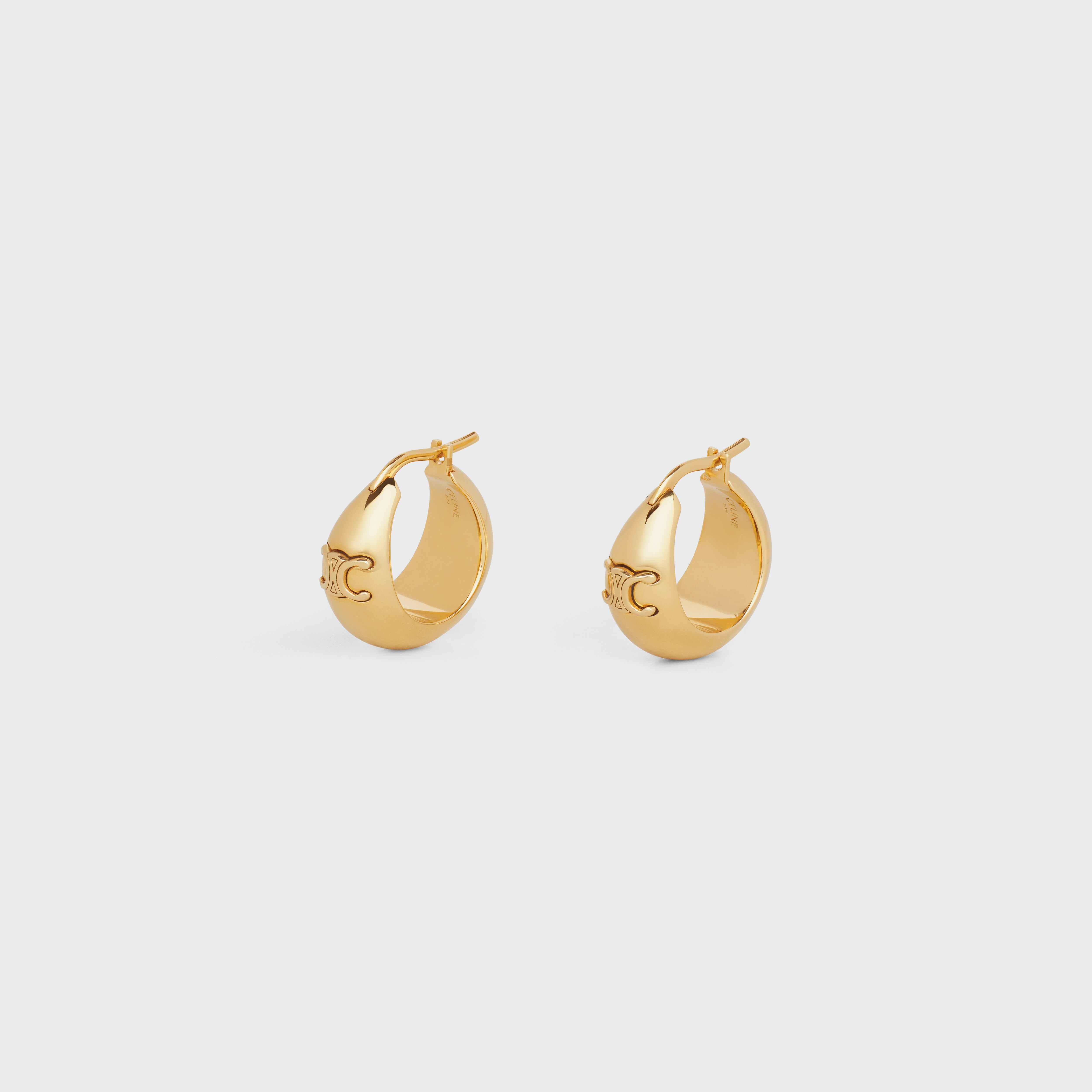 【国内発送】Triomphe Sparkle Hoops CELINE TRIOMPHE LARGE HOOPS IN BRASS WITH GOLD FINISH GOLD