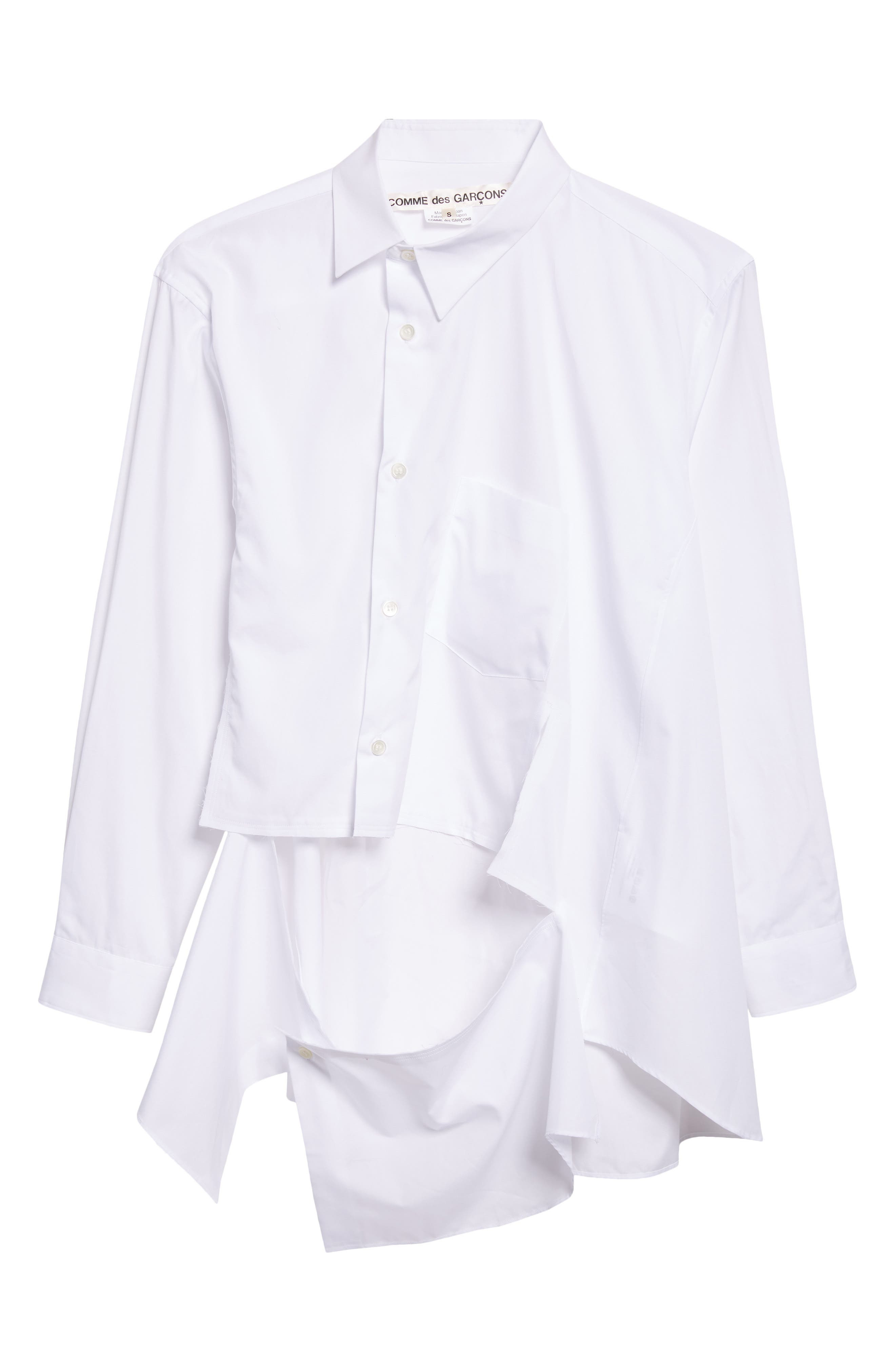 Comme des Garçons Asymmetric Cutout Cotton Broadcloth Button-Up Shirt in White at Nordstrom - 7