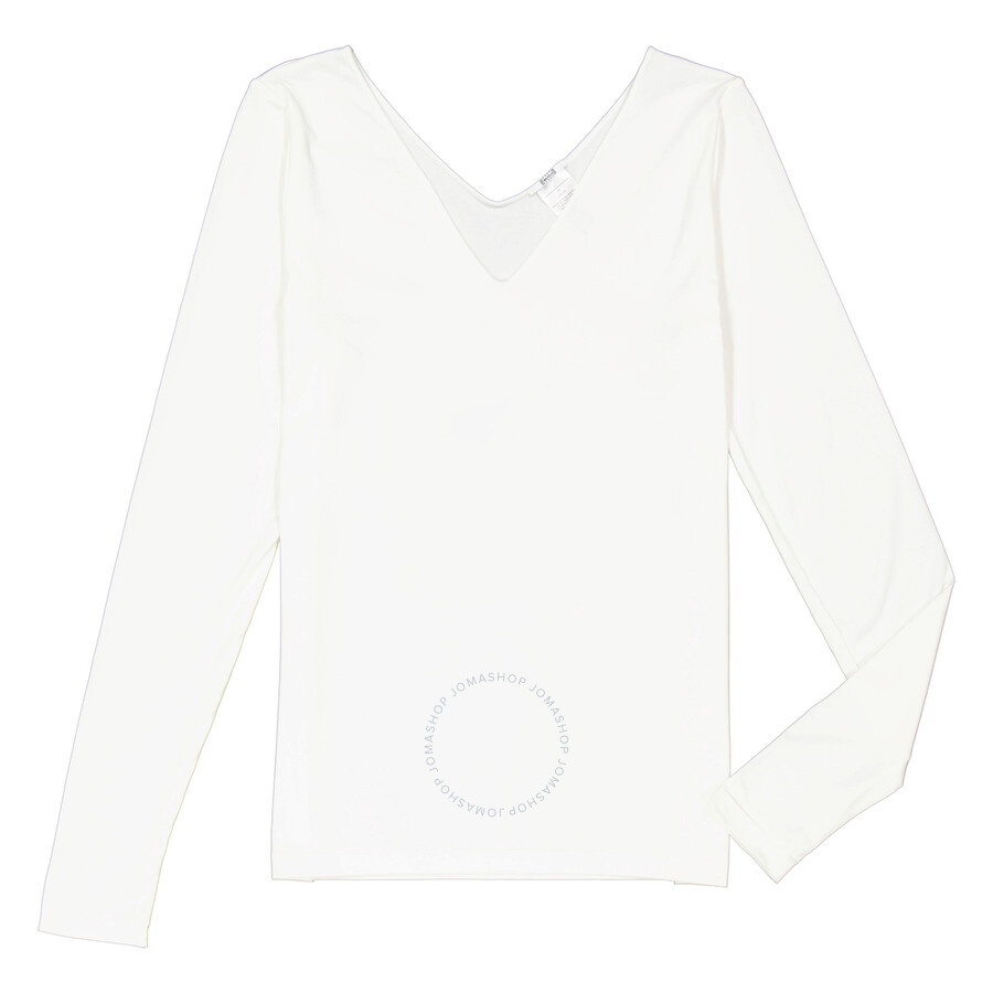 Wolford Ladies White Viscose V-neck Pullover - 4