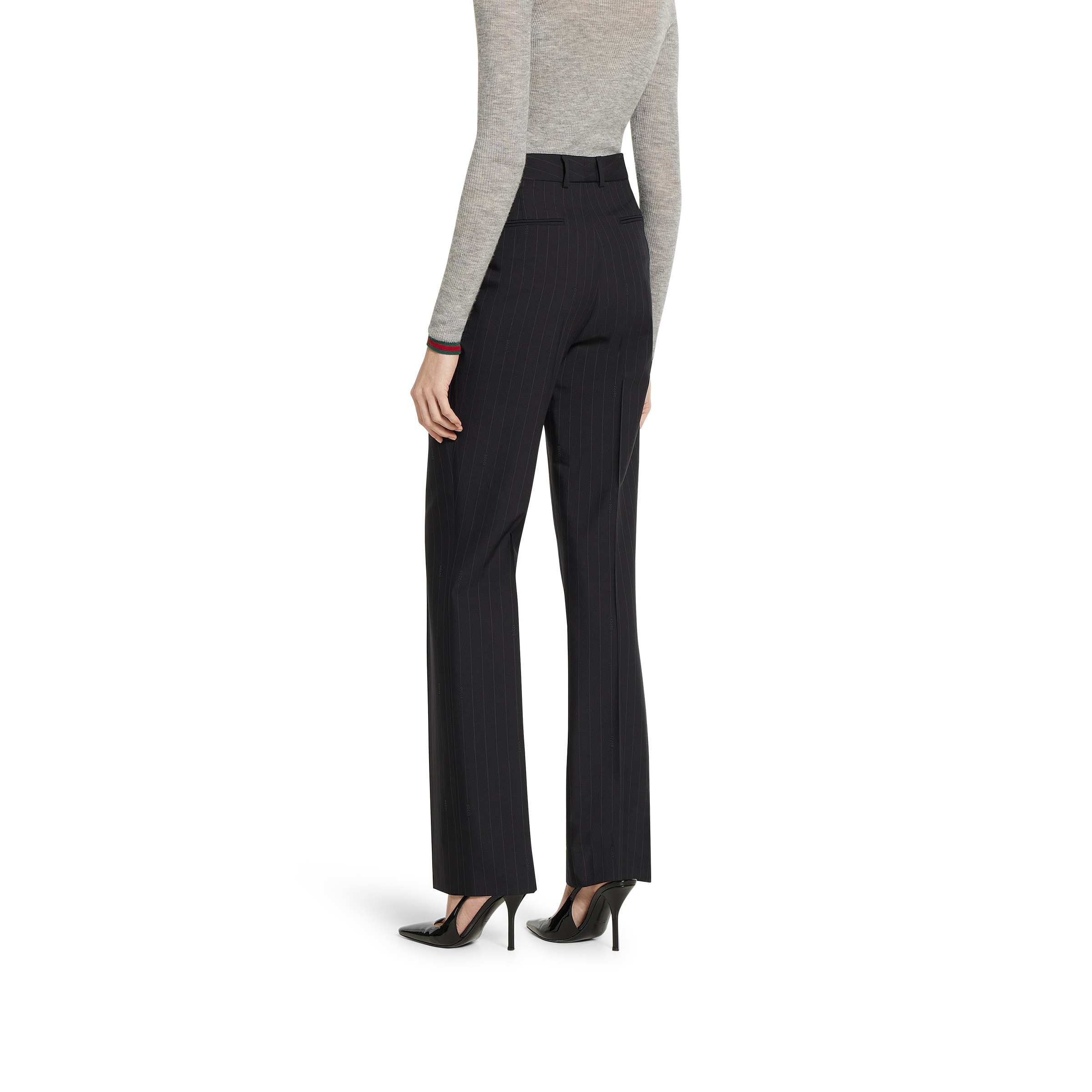 Pinstripe Gucci wool jacquard pants - 4