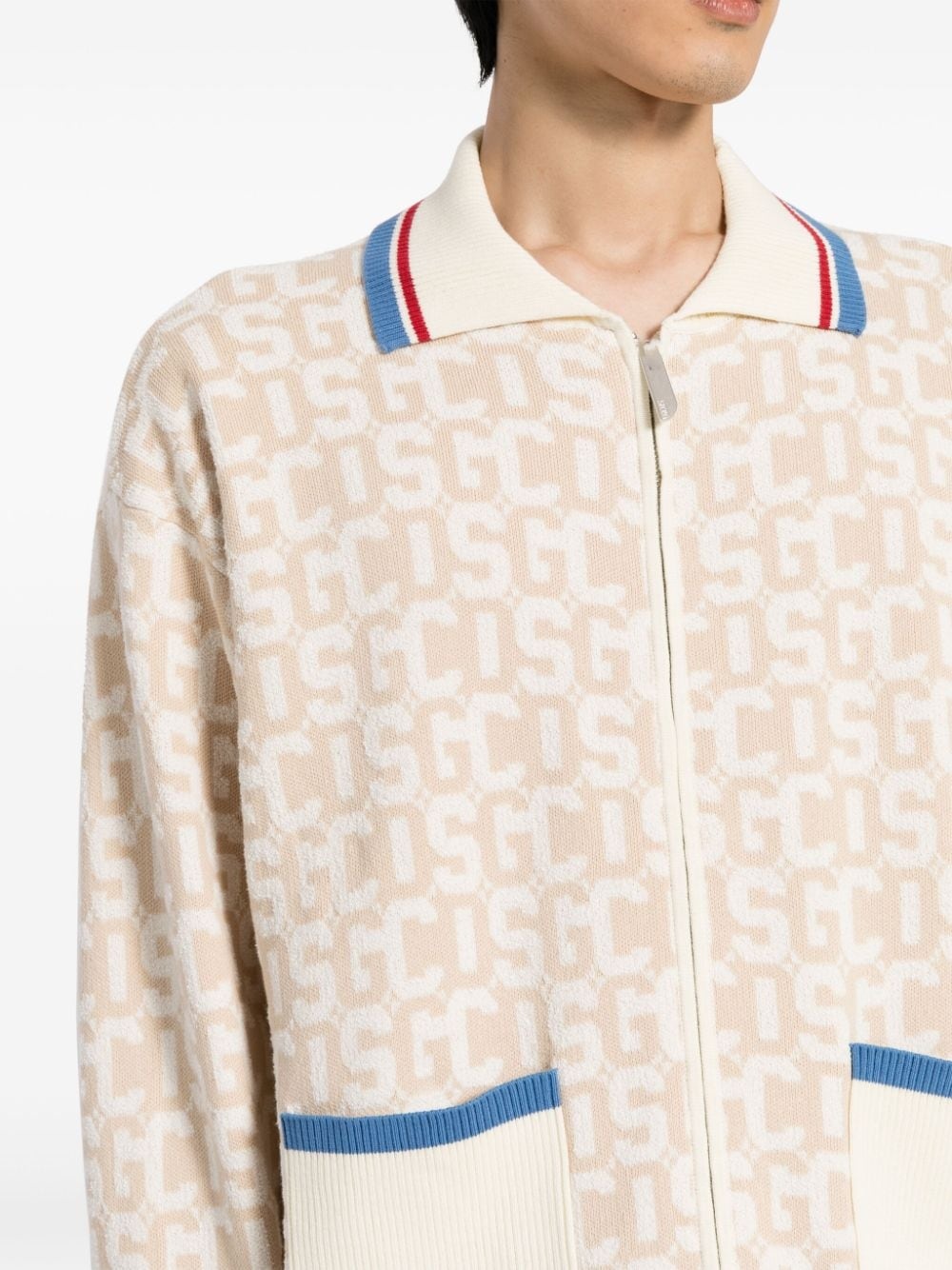 logo intarsia-knit zip-up cardigan - 5