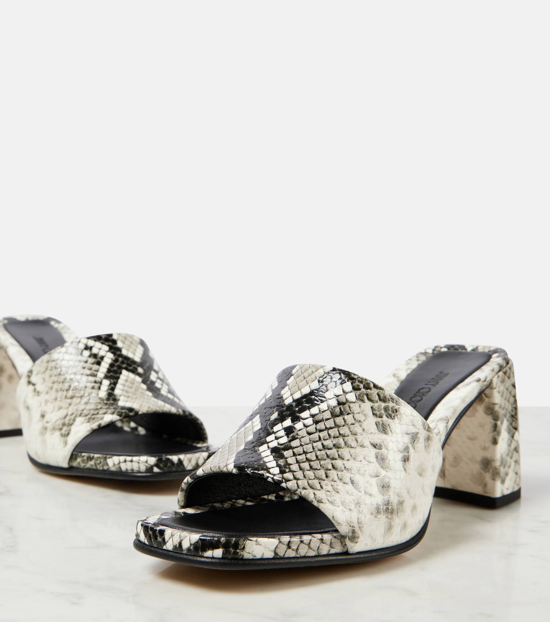Lena 70 snake-effect leather mules - 6