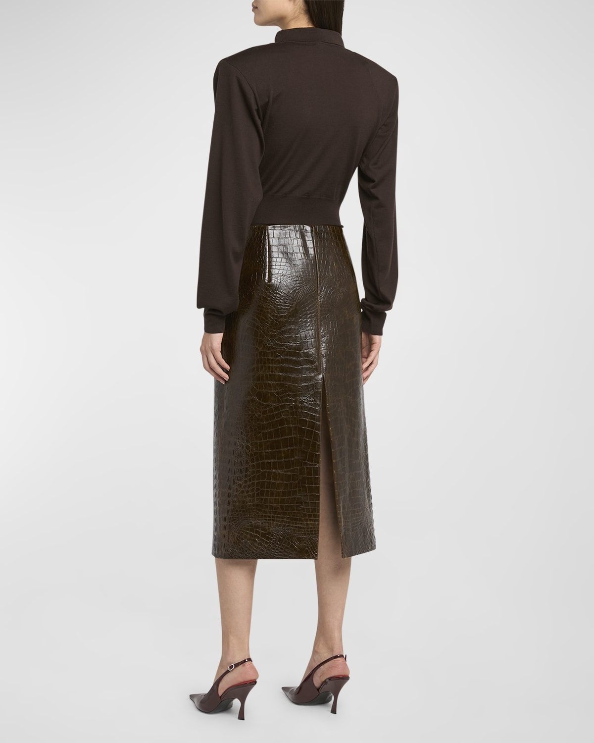 Altermat Croc-Embossed Midi Skirt - 4