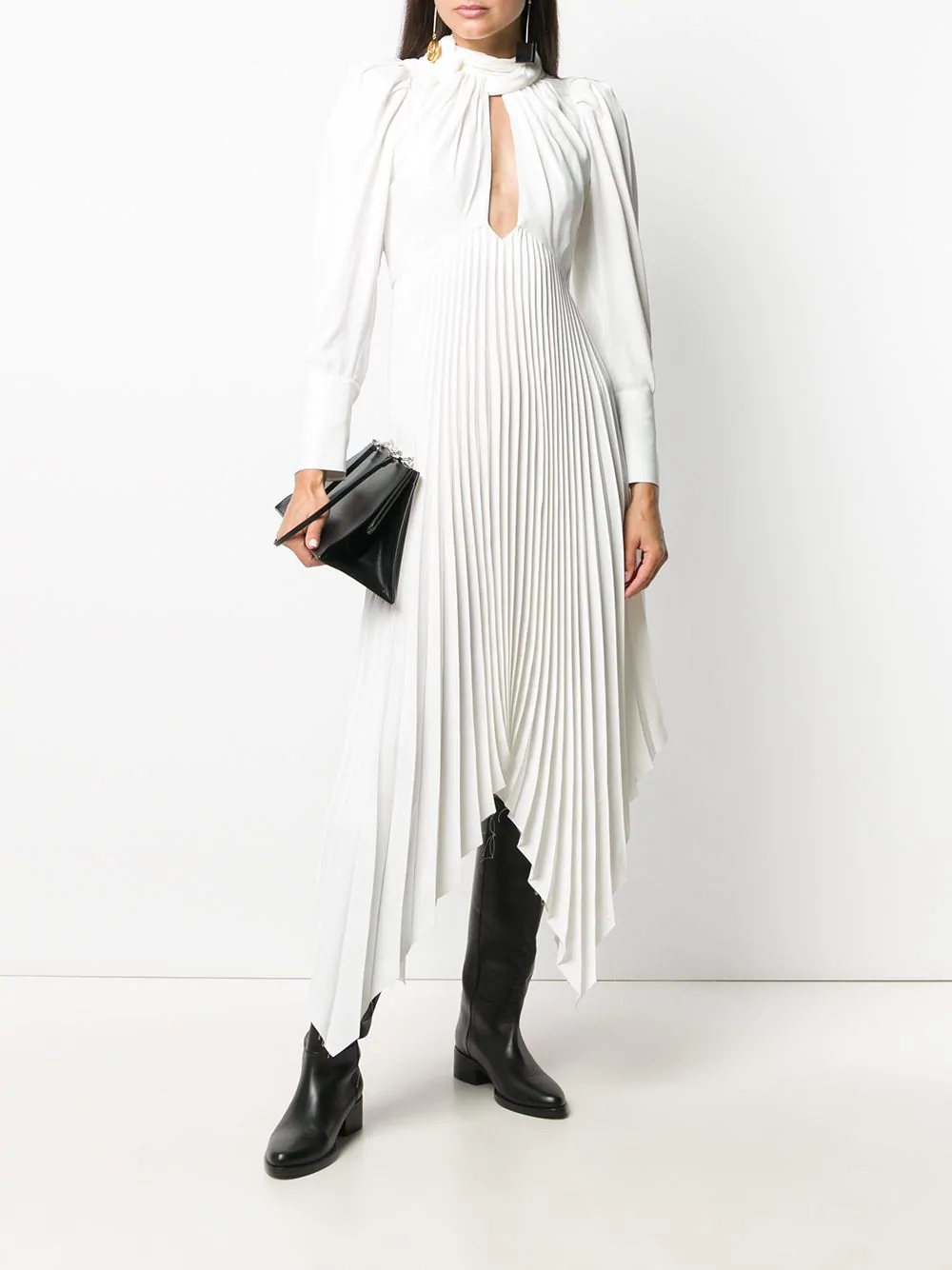 pleated long-sleeve dress - 2