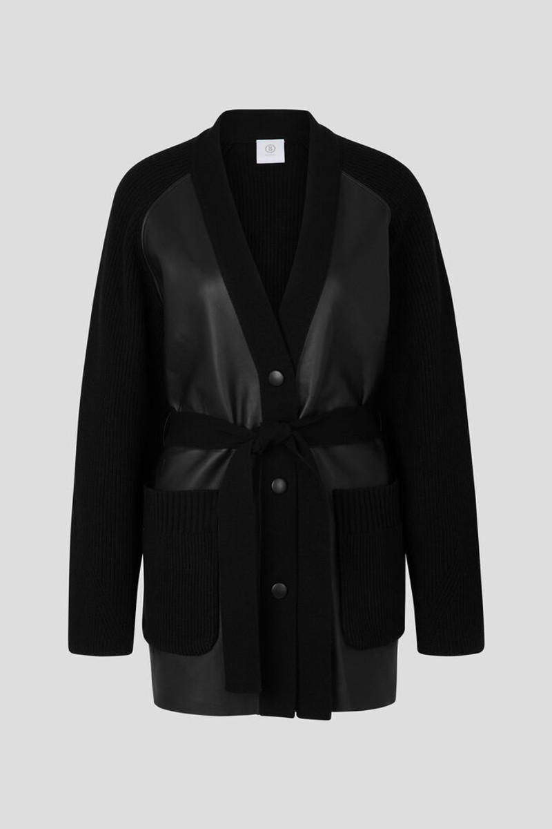 Roxana Leather cardigan in Black 1