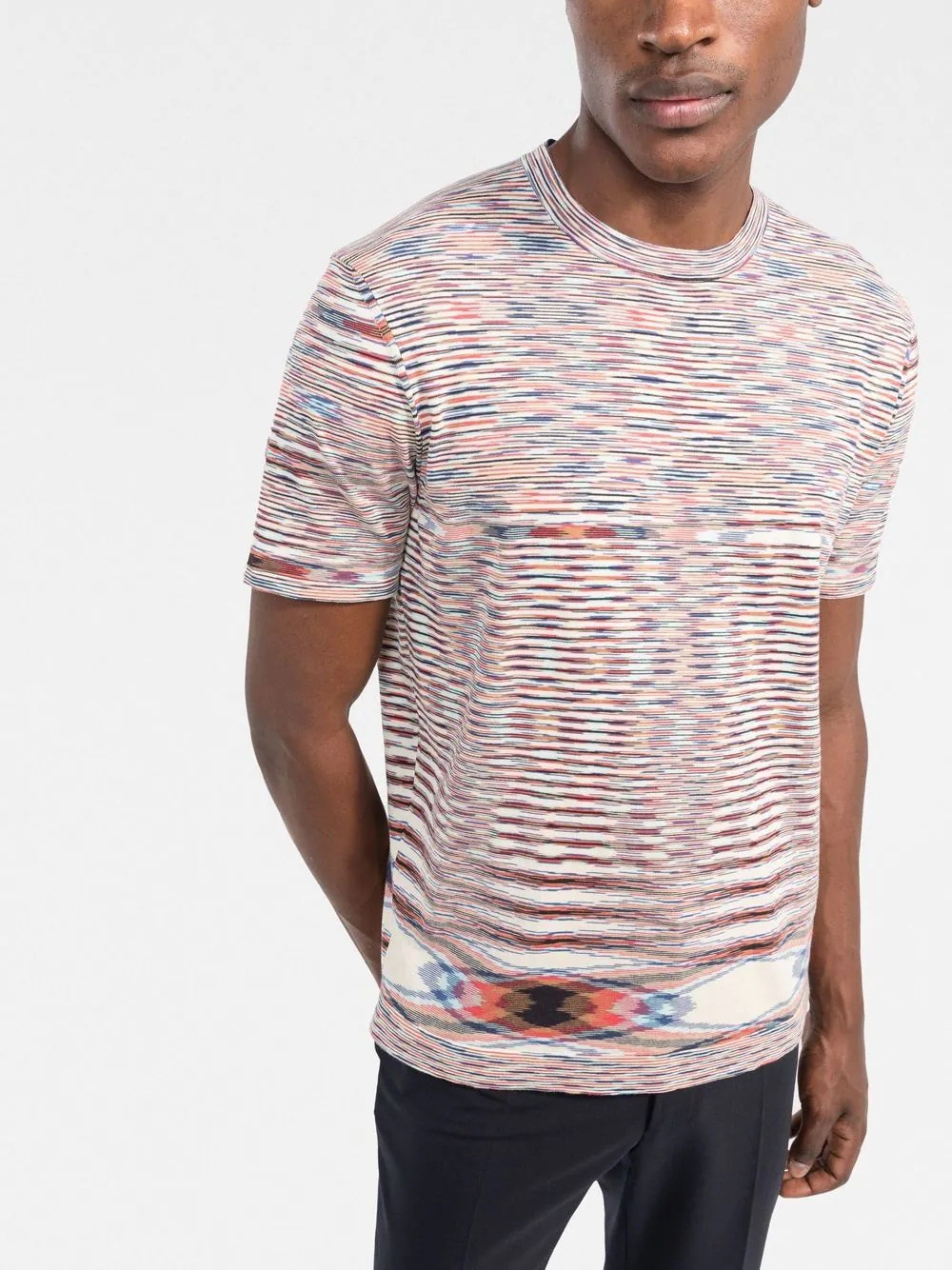 striped pattern short-sleeve T-shirt - 3