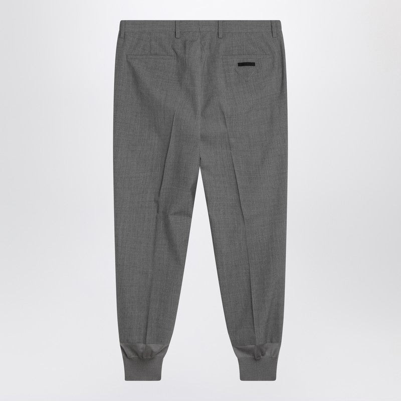 Prada Grey Wool Jogger Trousers Men - 2