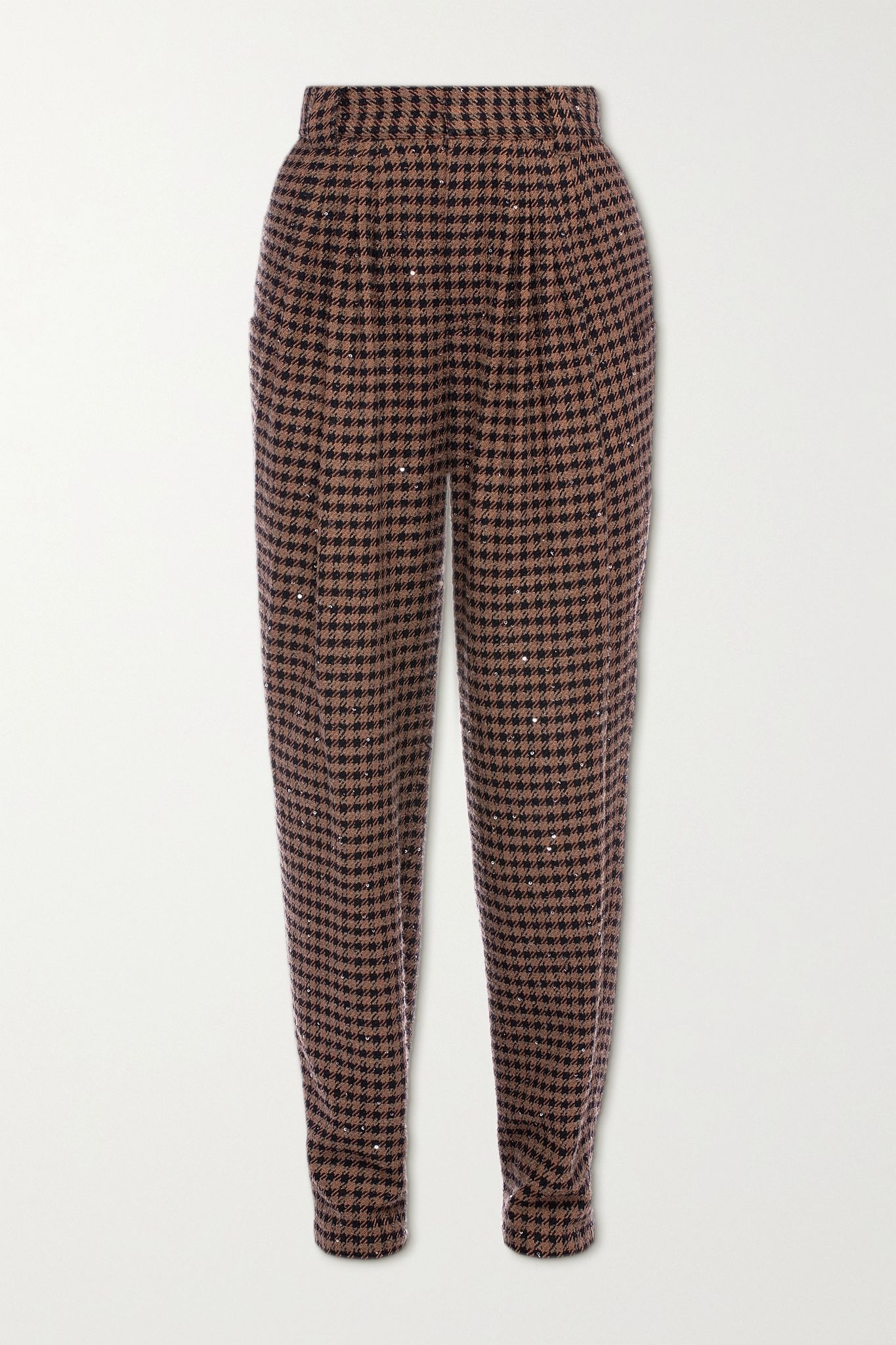 Vichy embellished houndstooth tweed tapered pants - 1