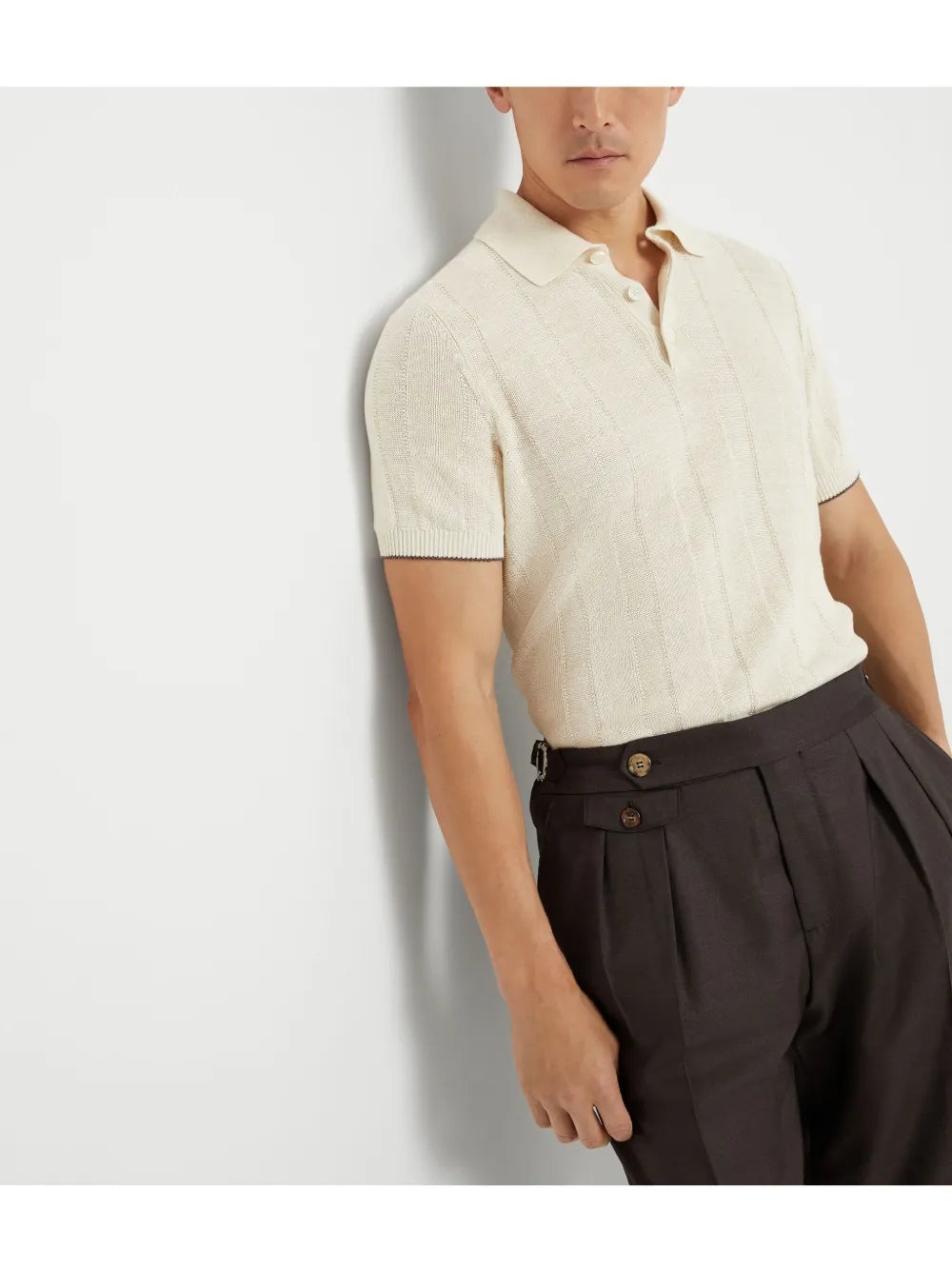 RIBBED-KNIT POLO SHIRT - 6