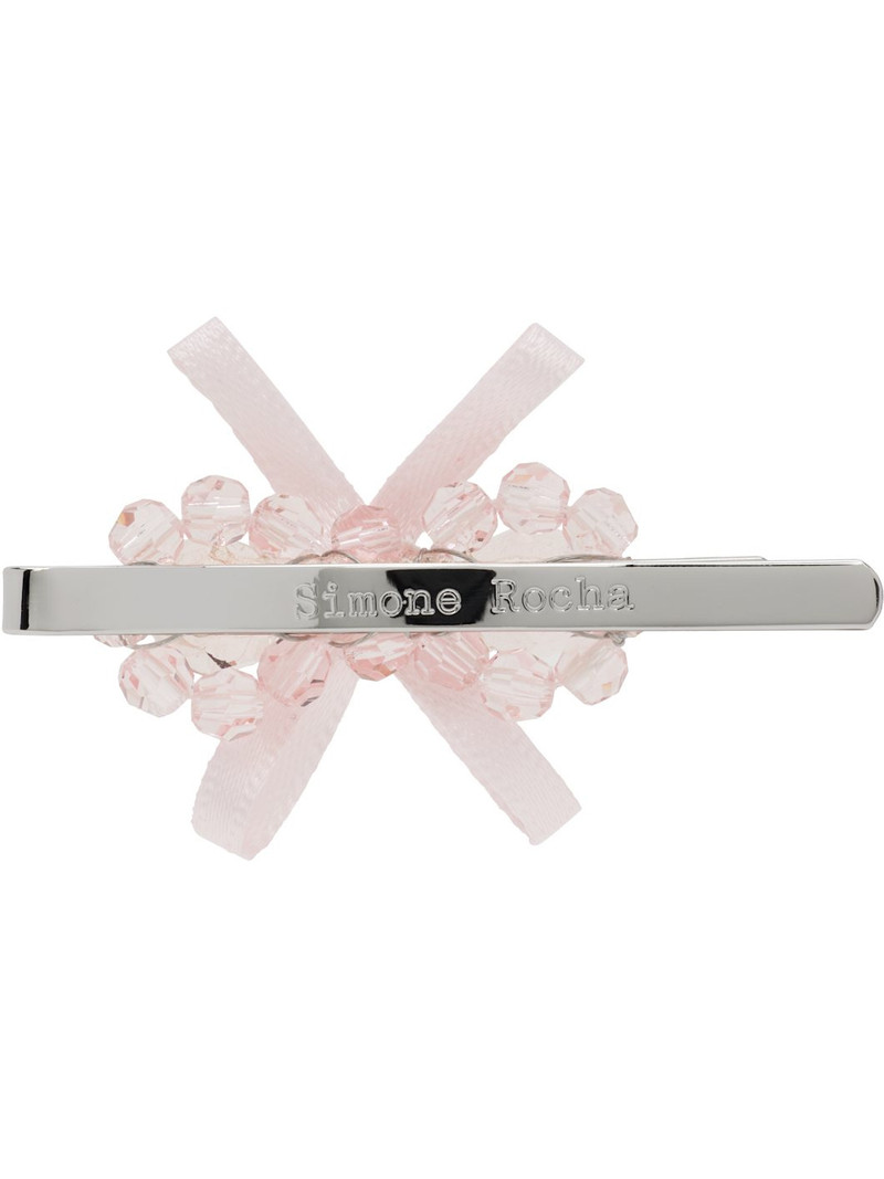 Simone Rocha Pink Petite Bow Mini Flower Hair Clip outlook