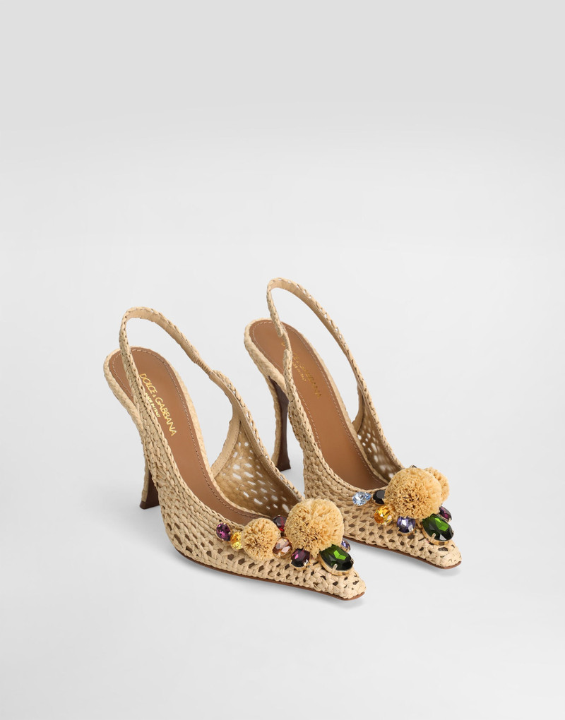 Rafia crochet slingback with stones 2
