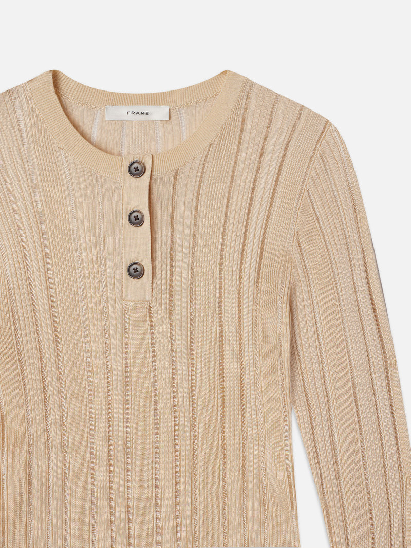 FRAME Laddered Rib Henley in Cream outlook