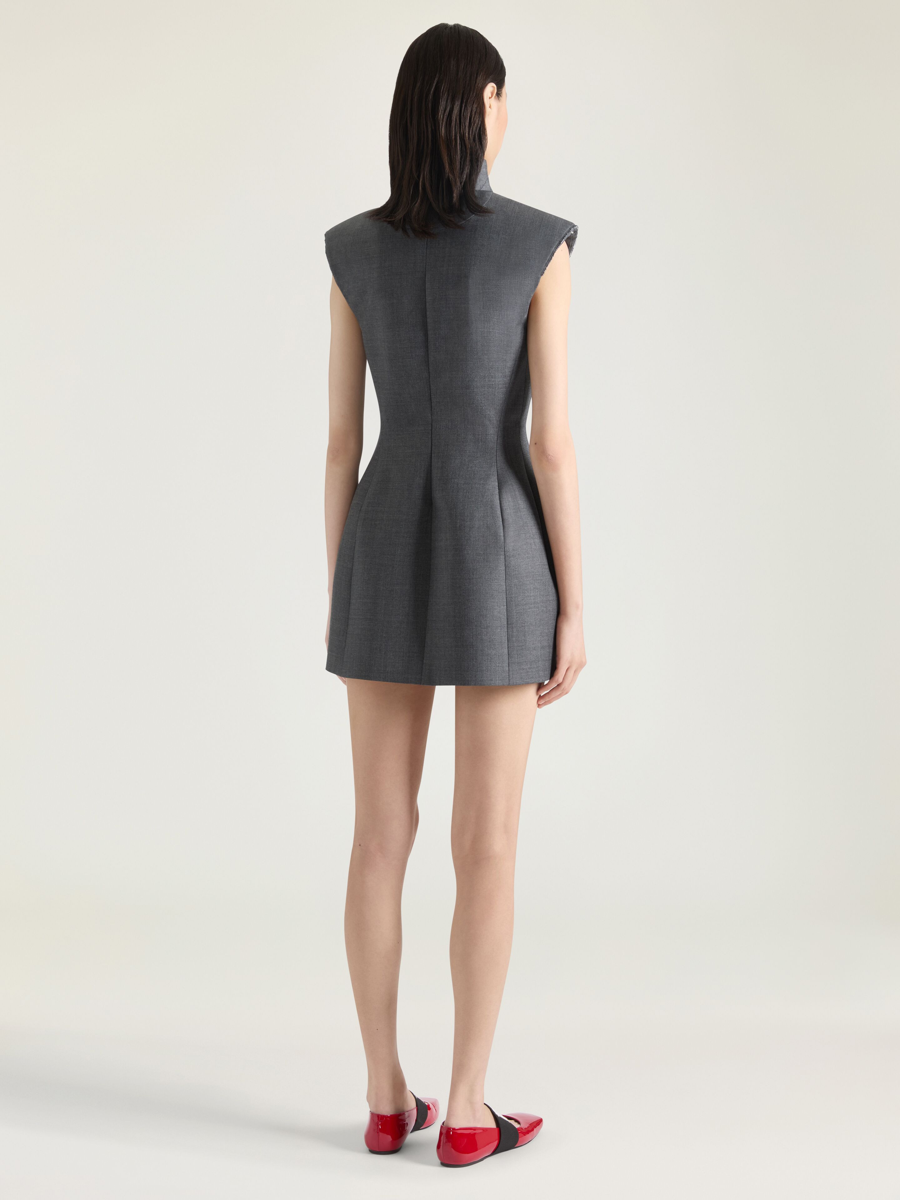 SLEEVELESS TAILORED DRESS IN WOOL - 3