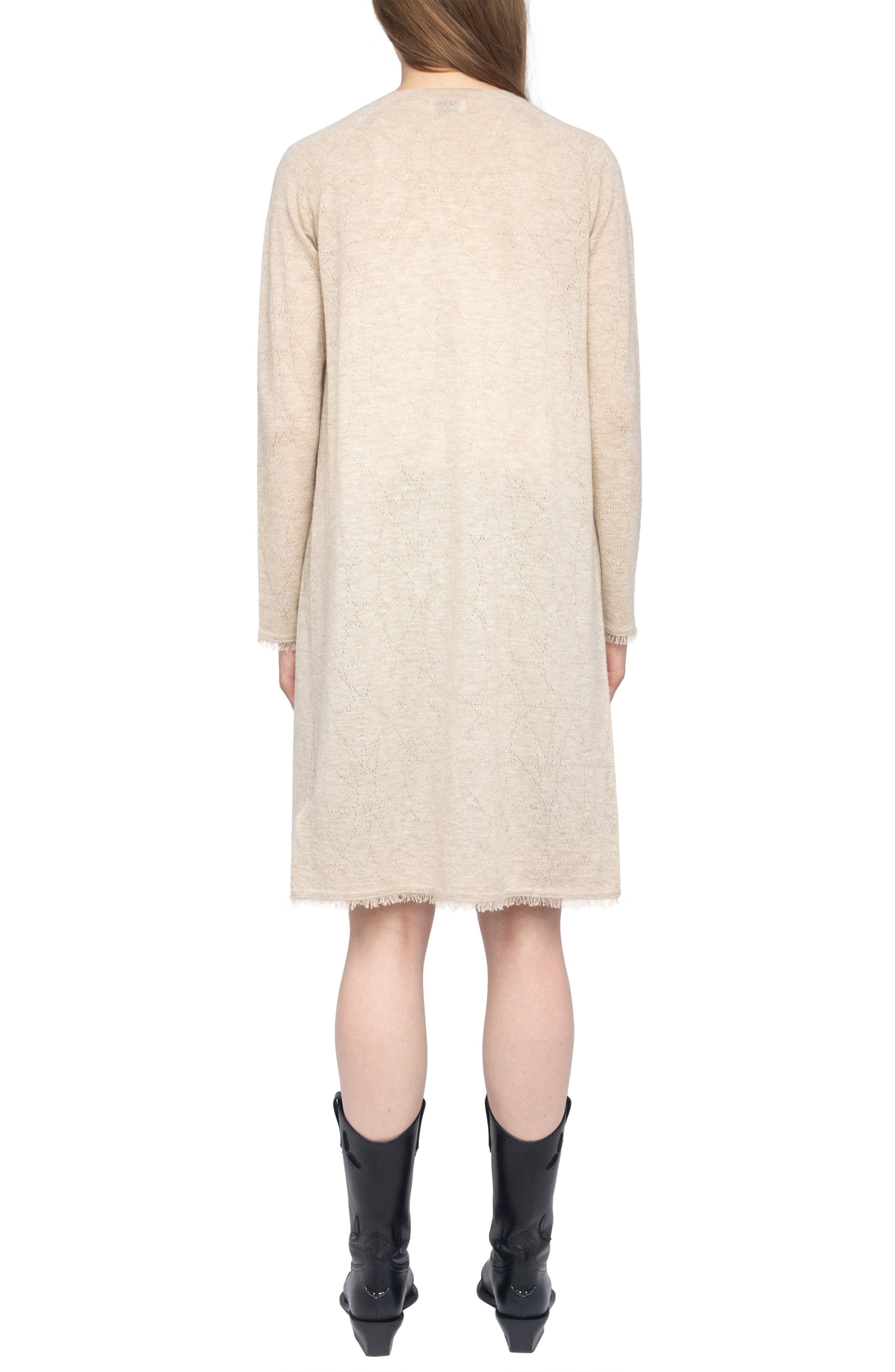 Zadig & Voltaire Pointelle Stars Fray Cashmere Cardigan in Cream at Nordstrom - 2