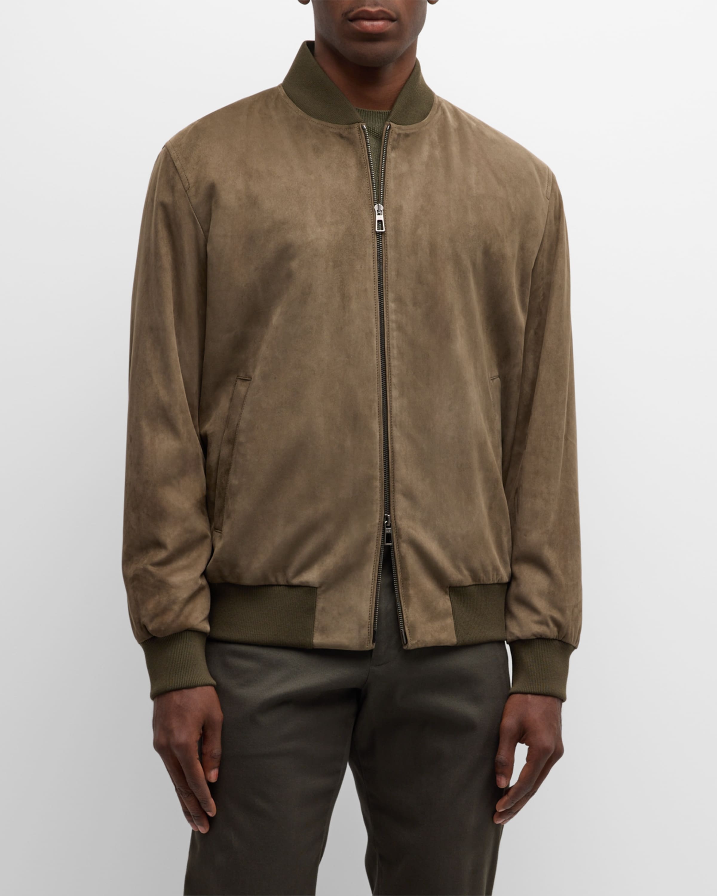 Men's Suede Bomber Jacket - 2