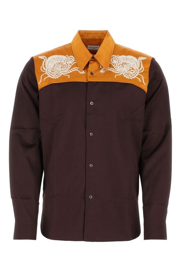 Dries Van Noten Man Two-Tone Satin Shirt - 1