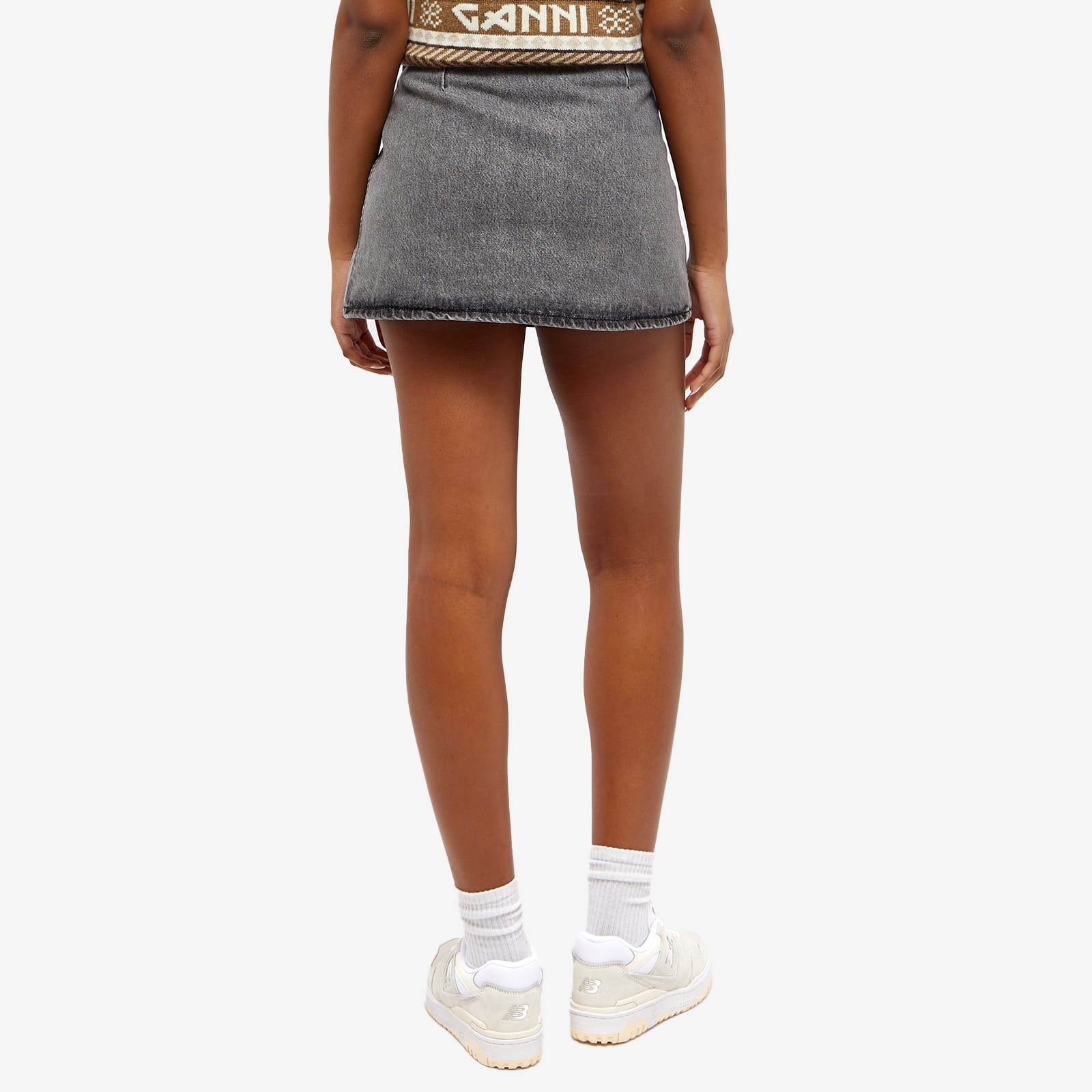 GANNI Black Washed Wrap Mini Skirt - 3