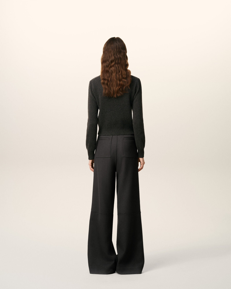 BLACK WOOL ZIPPED TROUSERS 4