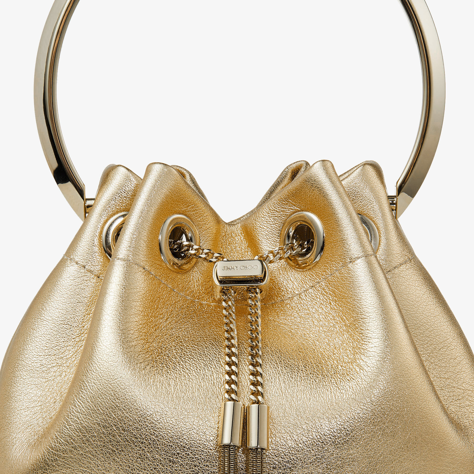 Bon Bon
Gold Metallic Nappa Bag with Metal Handle - 3