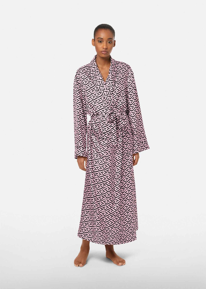 VERSACE La Greca Print Silk Robe outlook