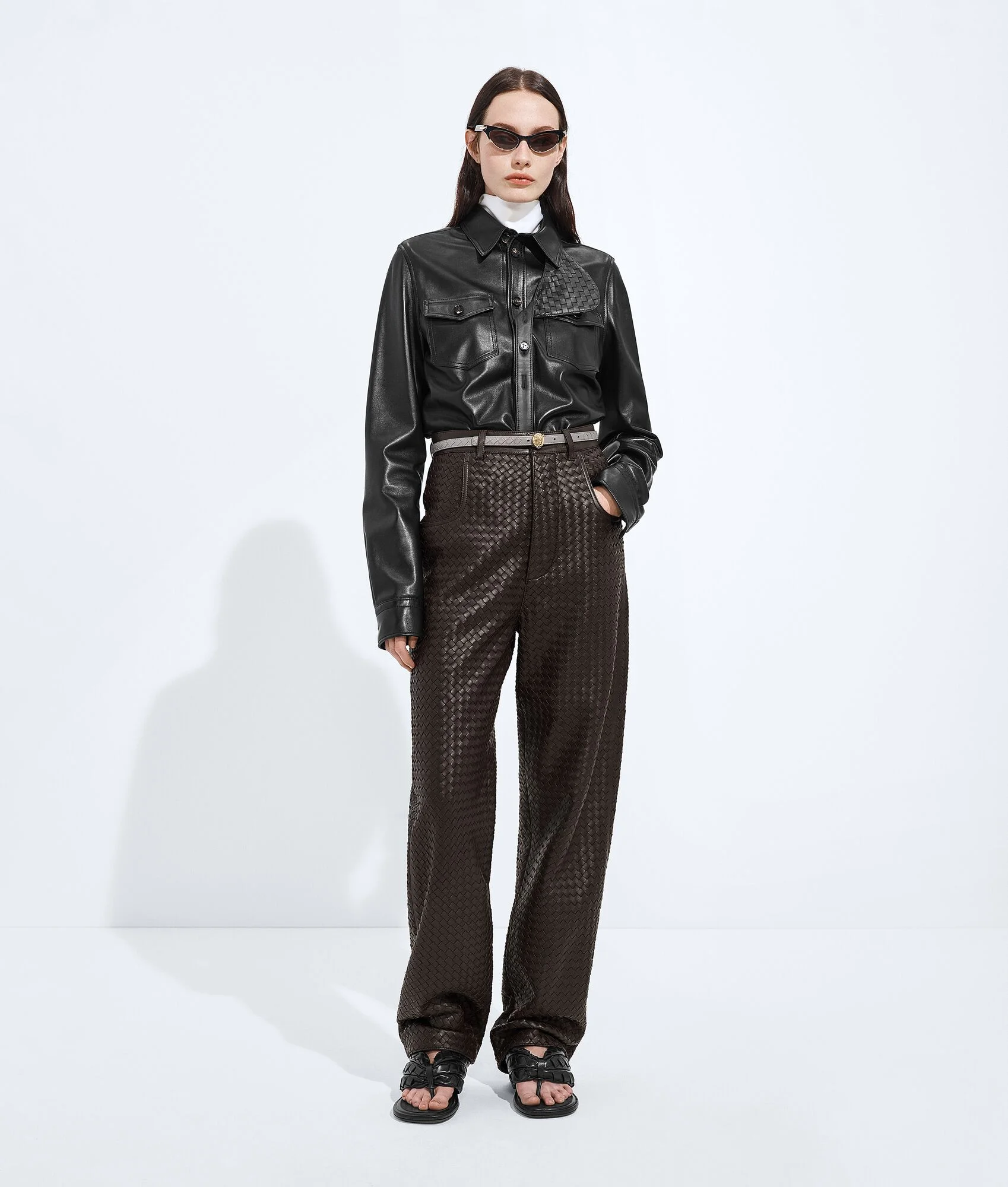 Intrecciato Leather Pants - 1