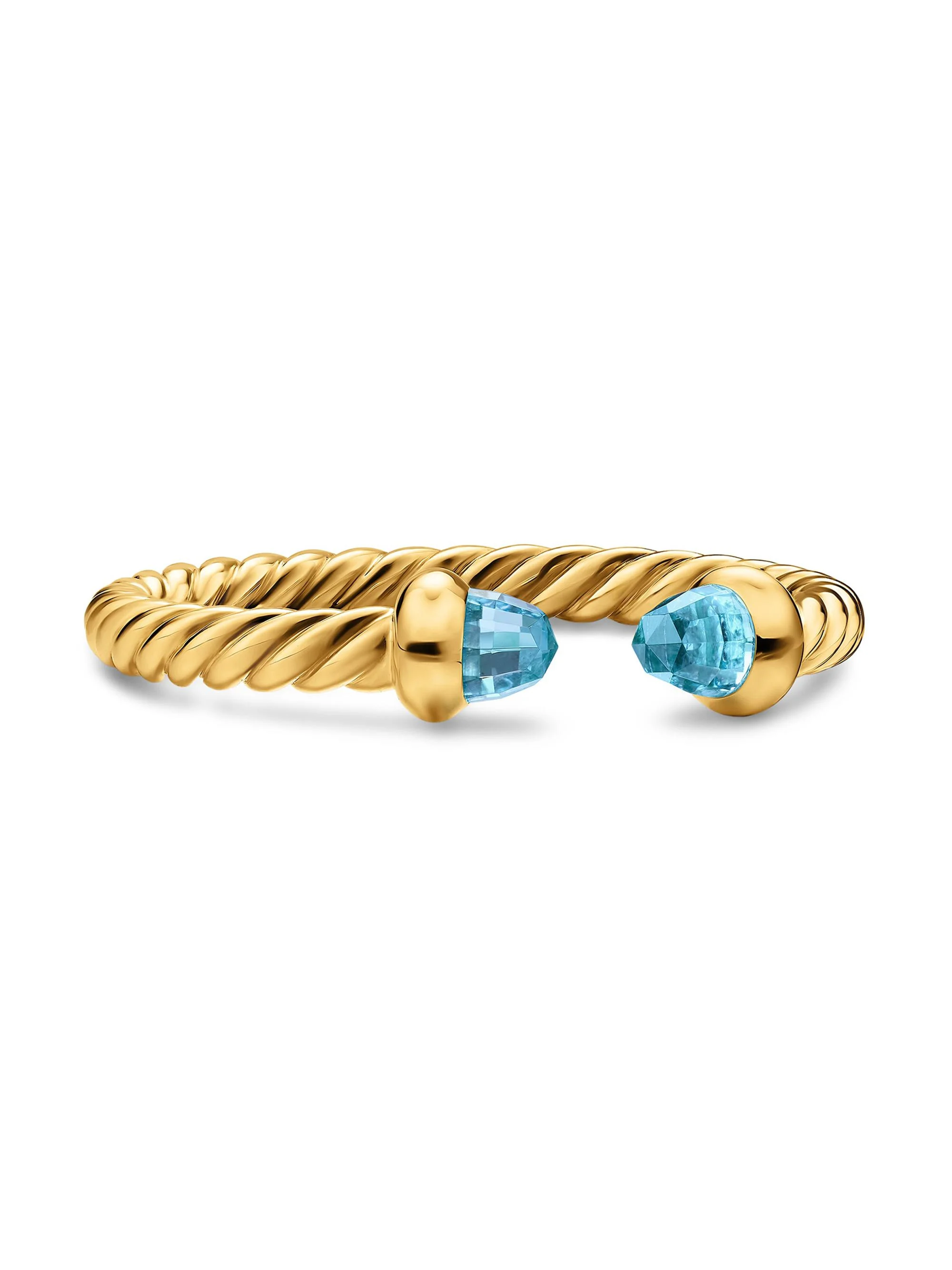 Women's Micro Cablespira Flex Open Ring in 18K Yellow Gold - Blue Topaz - 1