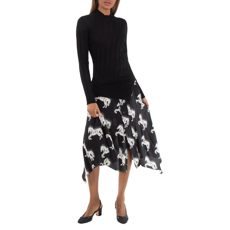 Stella Mccartney Ladies Black Asymmetric-Hem Knit Jumper - 3