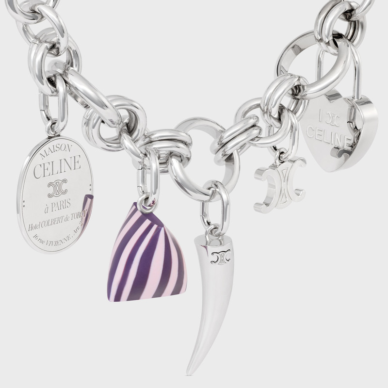 CELINE Celine Charms Heart Padlock in Brass with Rhodium Finish outlook