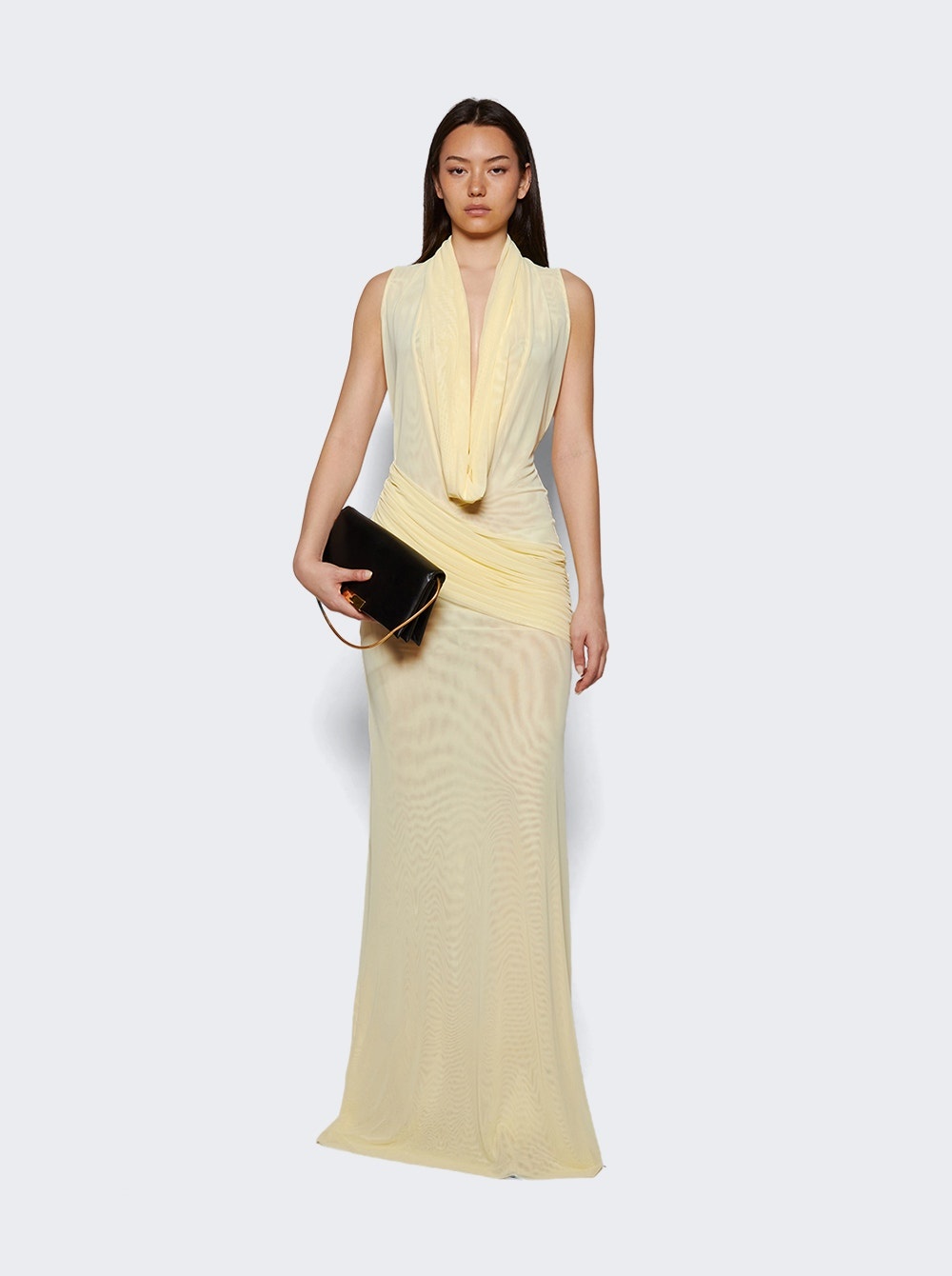 Plunge Neckline Sleeveless Gown Yellow - 5