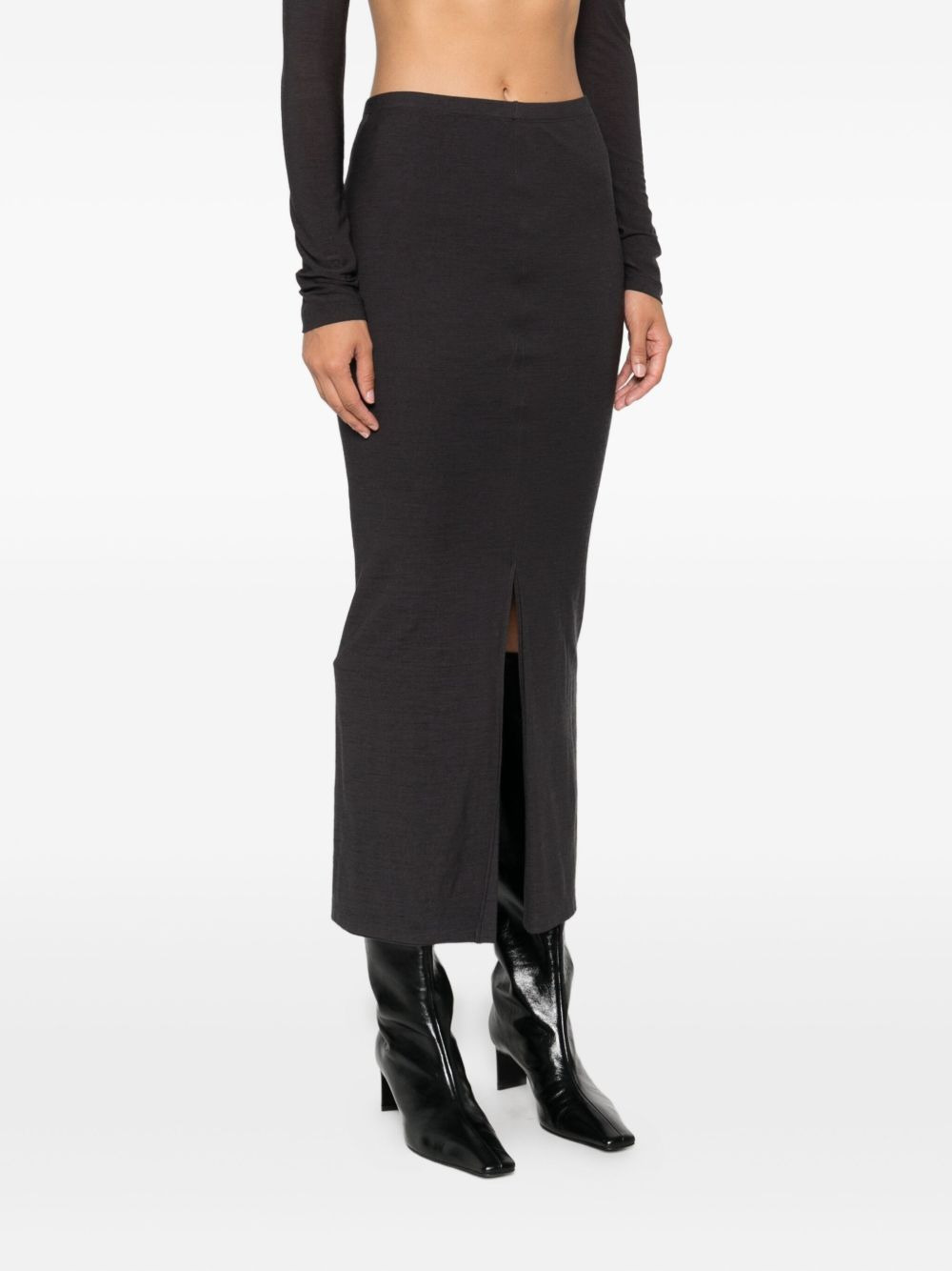 low-rise split midi skirt - 3
