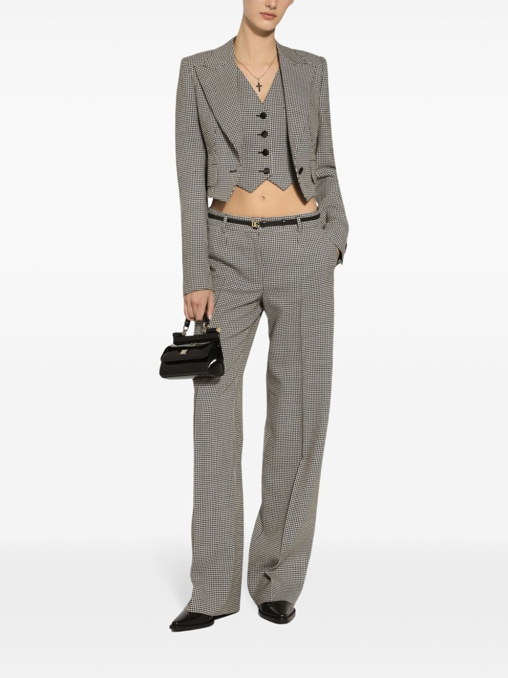 check pattern cropped jacket - 2