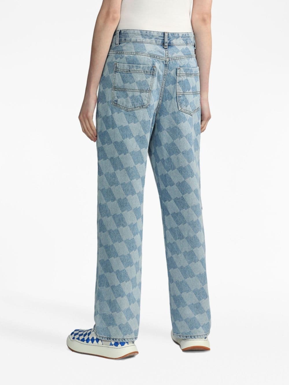checkerboard-print straight-leg jeans - 4