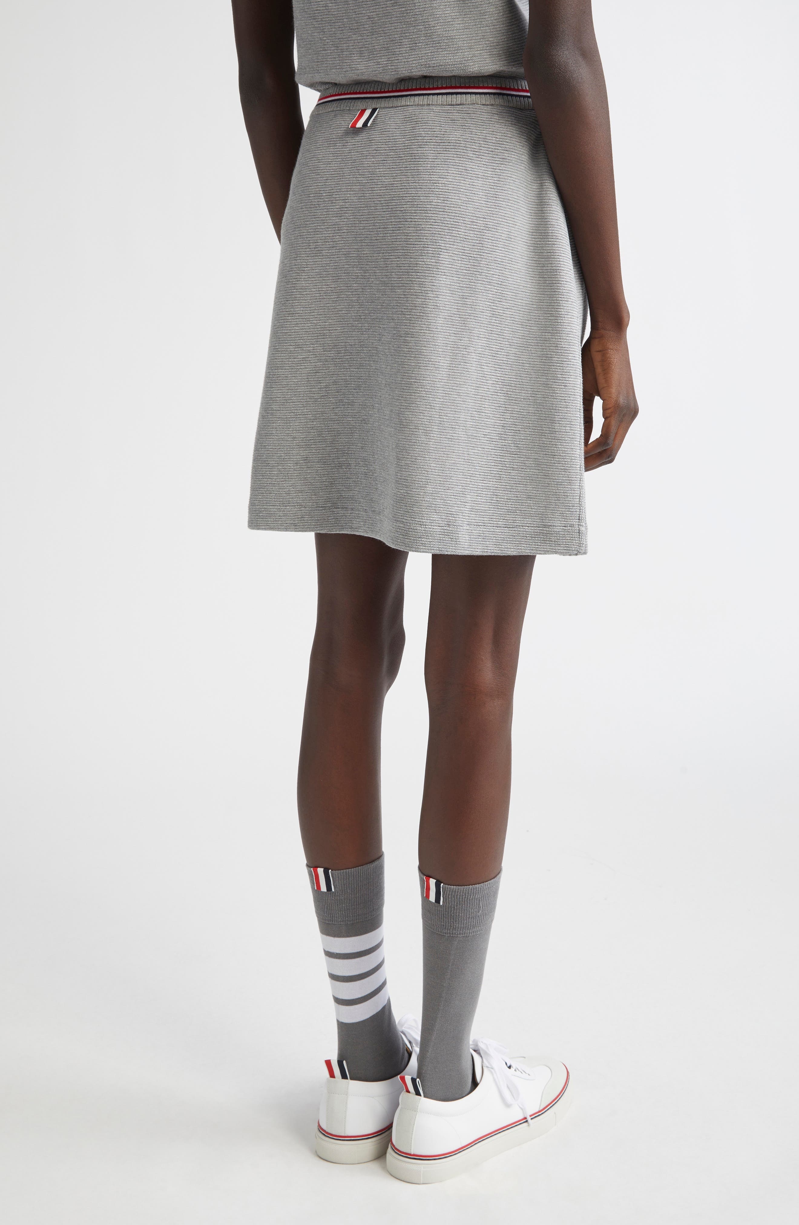 Thom Browne Waffle Knit Cotton Miniskirt in Light Grey at Nordstrom - 3