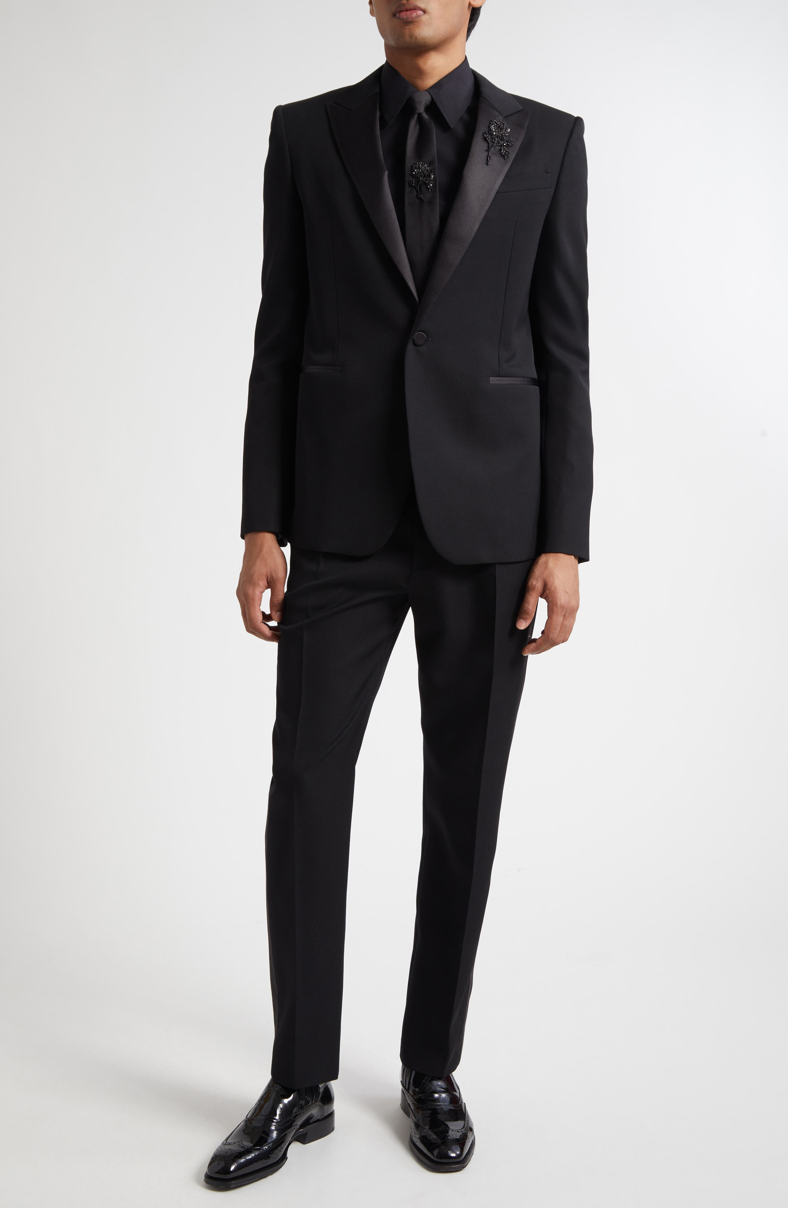 McQueen Sailor Tattoo Rose Wool Dinner Jacket in Black at Nordstrom - 2