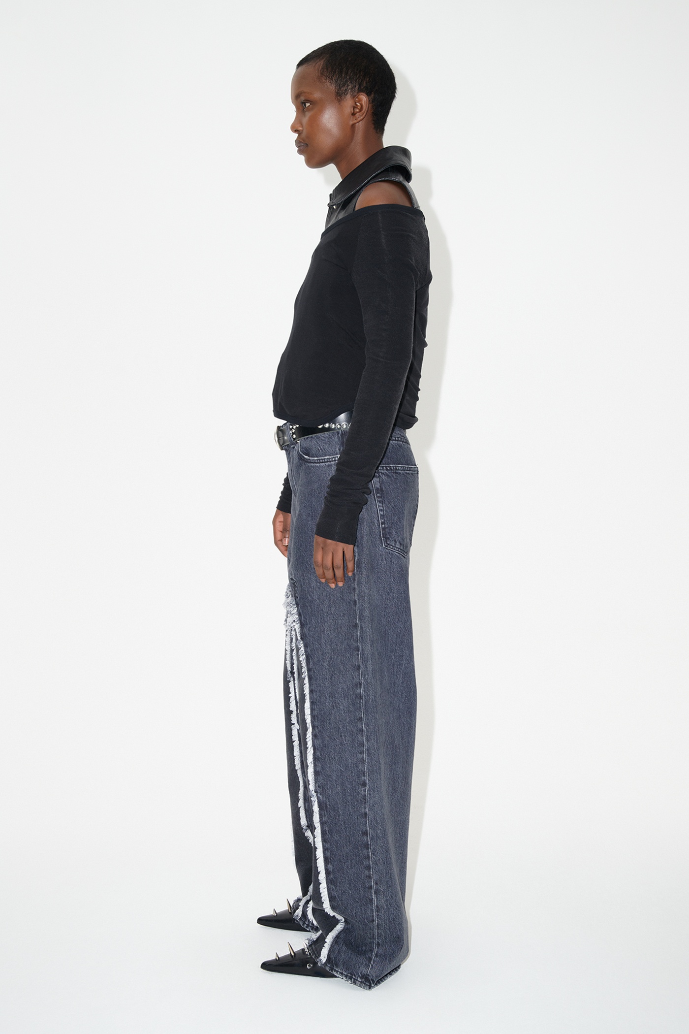 Full Cut Black Slash Denim - 4