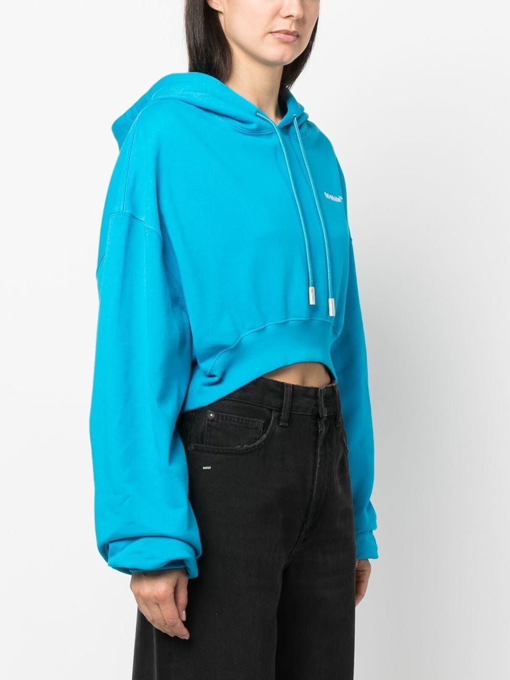 cropped logo-print hoodie - 3