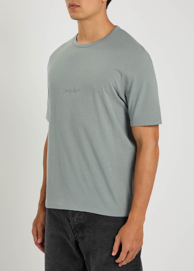 SAINT LAURENT Saint Laurent Logo-embroidered Cotton T-shirt outlook