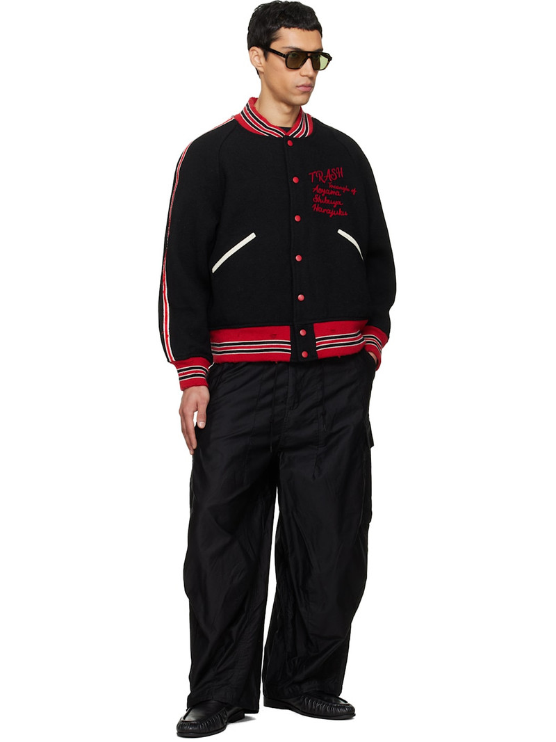 NEEDLES Black Deconstructed Letter Bomber Jacket outlook