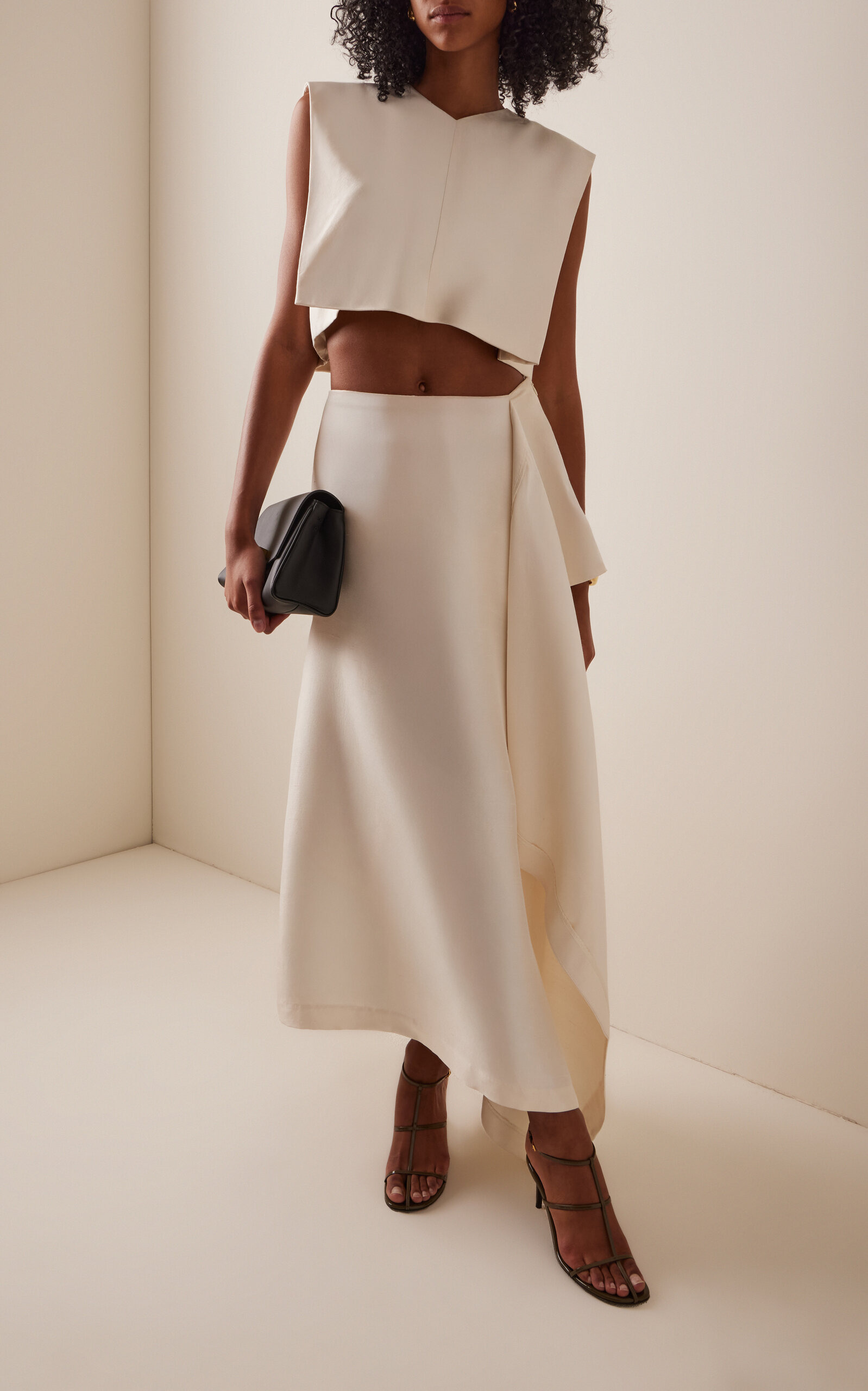 Gemma Cropped Silk Top ivory - 3