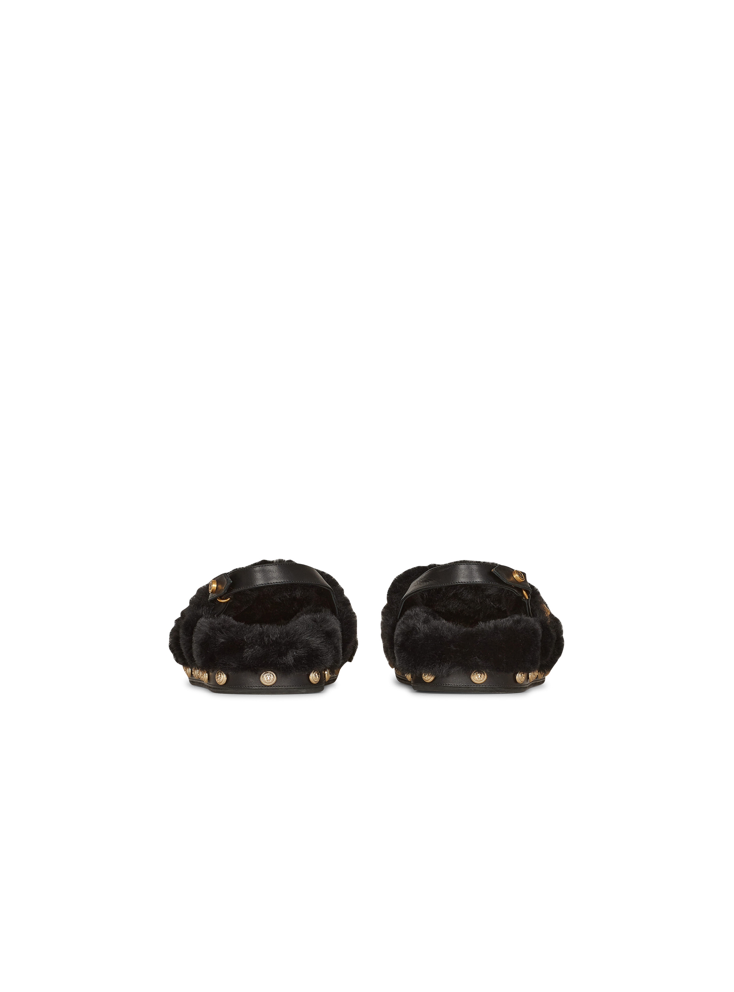 Faux fur and leather Tam flat sandals - 4