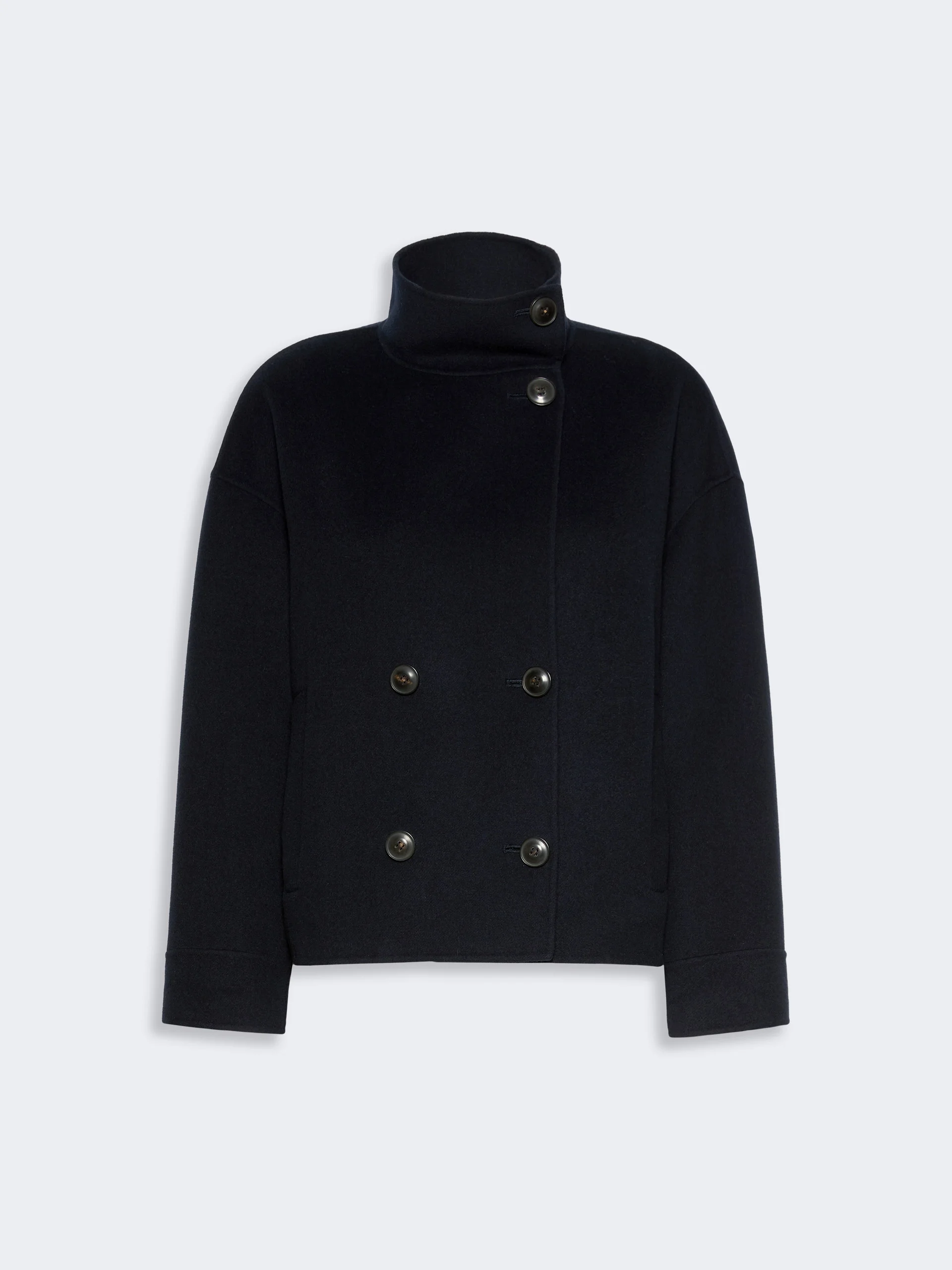 ACERI Double wool, cashmere and silk pea coat - NAVY - 1