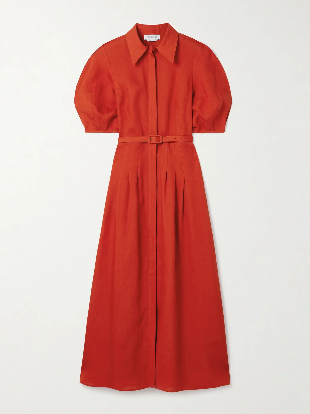 Maude Belted Linen Midi Shirt Dress - 1