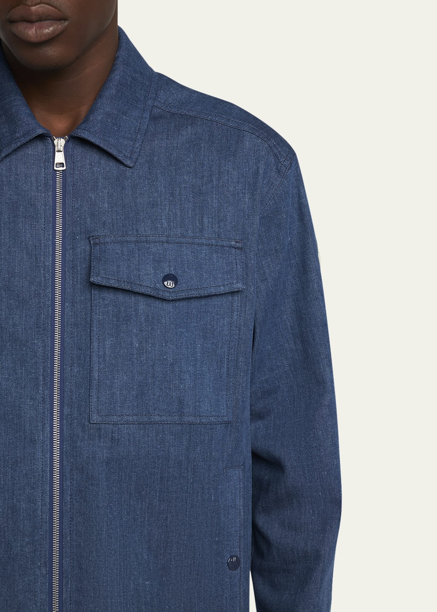 Men's Zip-Front Denim Overshirt - 5