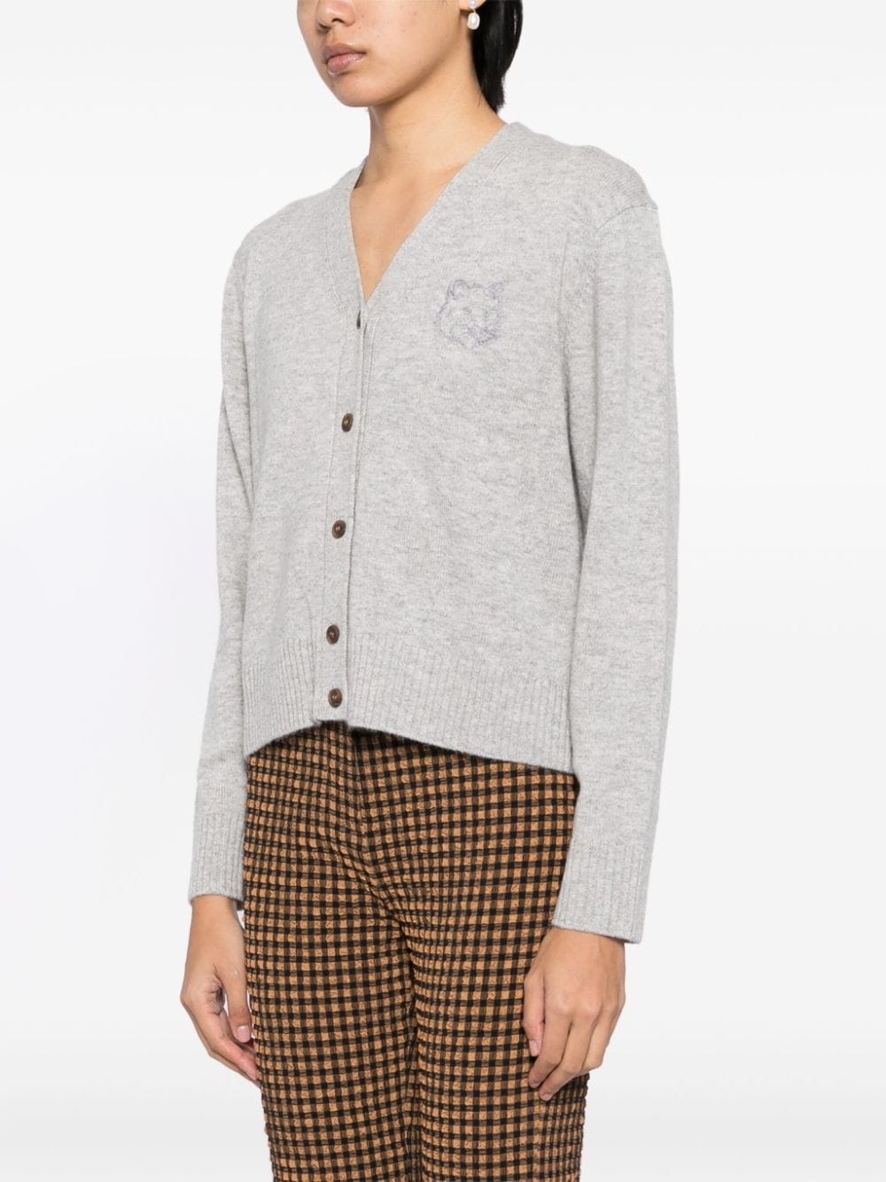 Bold Fox Head embroidered cardigan - 3
