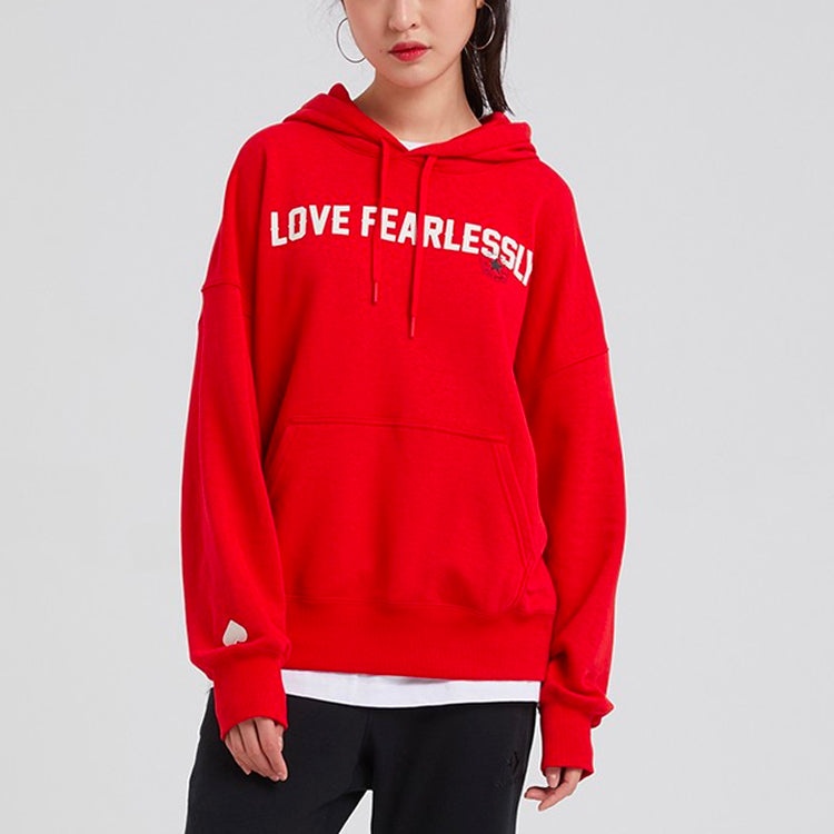 (WMNS) Converse Love The Progress 2.0 Oversized Pullover Hoodie 'Red' 10020734-A02 - 3