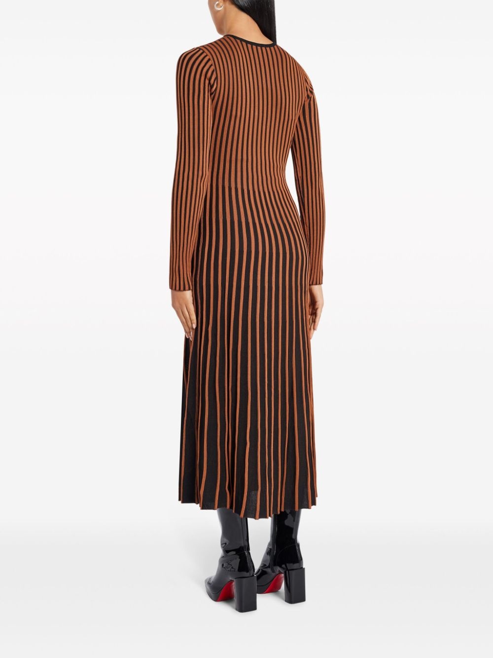 two-tone ribbed-knit dress - 4