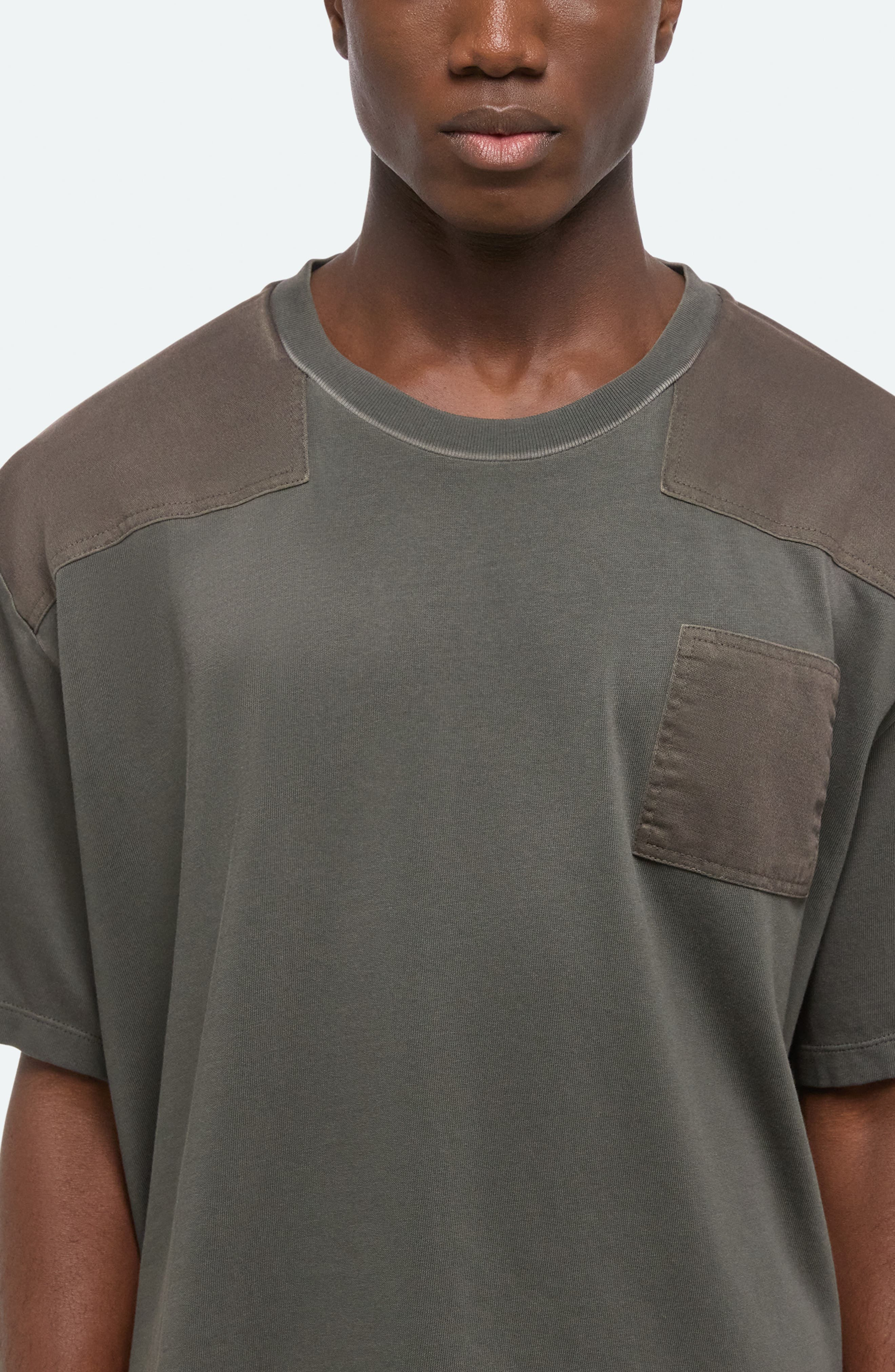 Helmut Lang Patch Cotton T-Shirt in Moss - 4