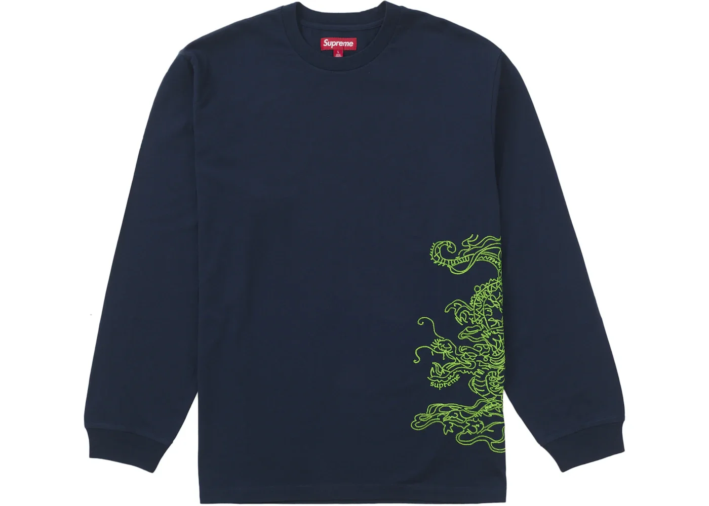 Supreme Dragon Embroidered L/S Top Navy - 1