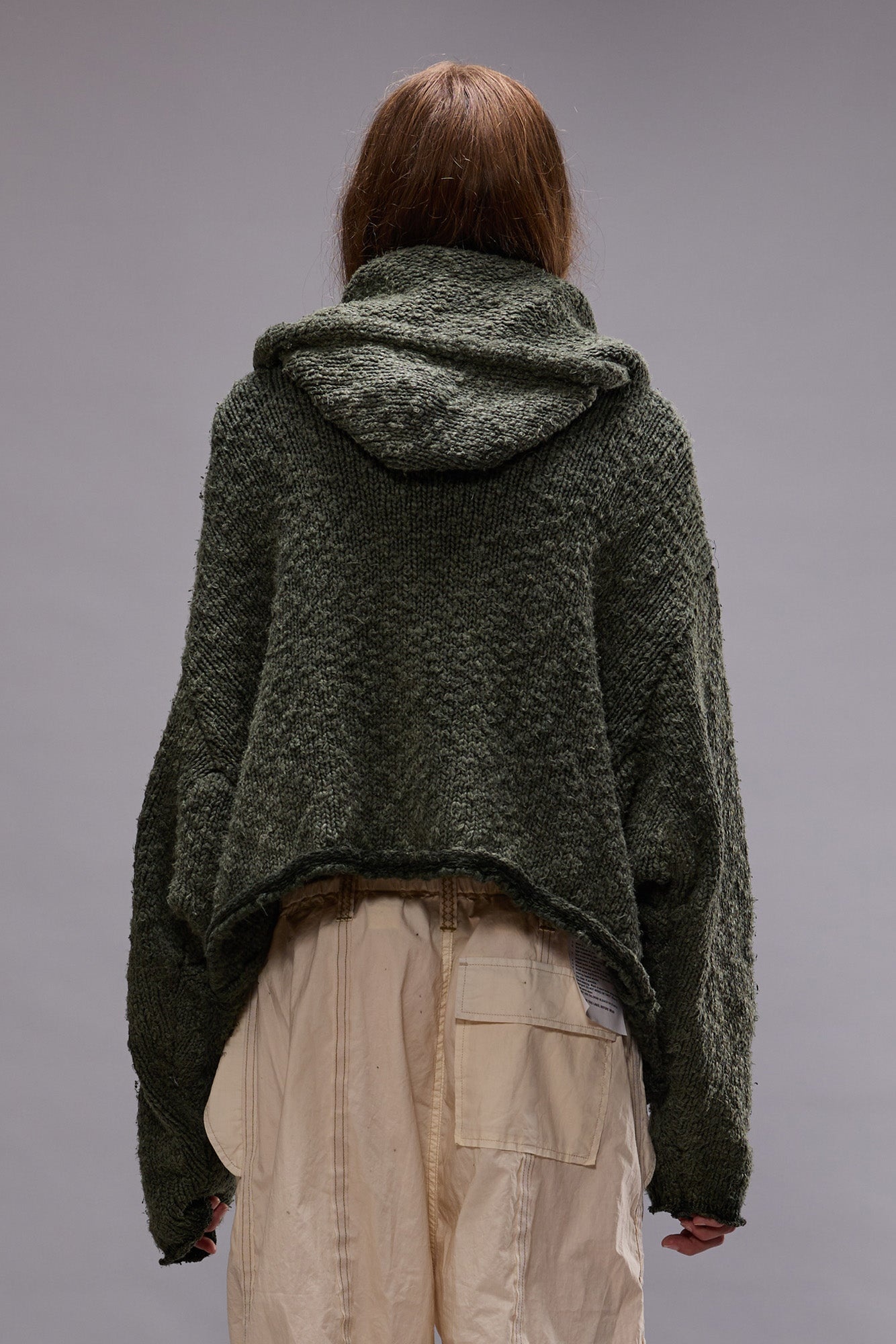 HOODED PARKA CARDIGAN - WASHED OLIVE - 3
